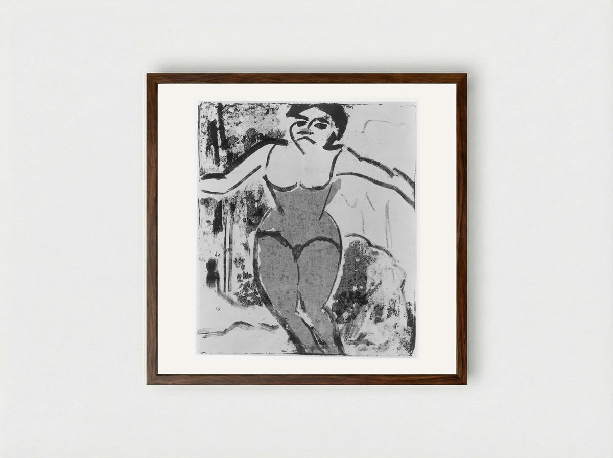 Dancer Seeking Applause - Ernst Ludwig Kirchner - Framed Print Dark Wood