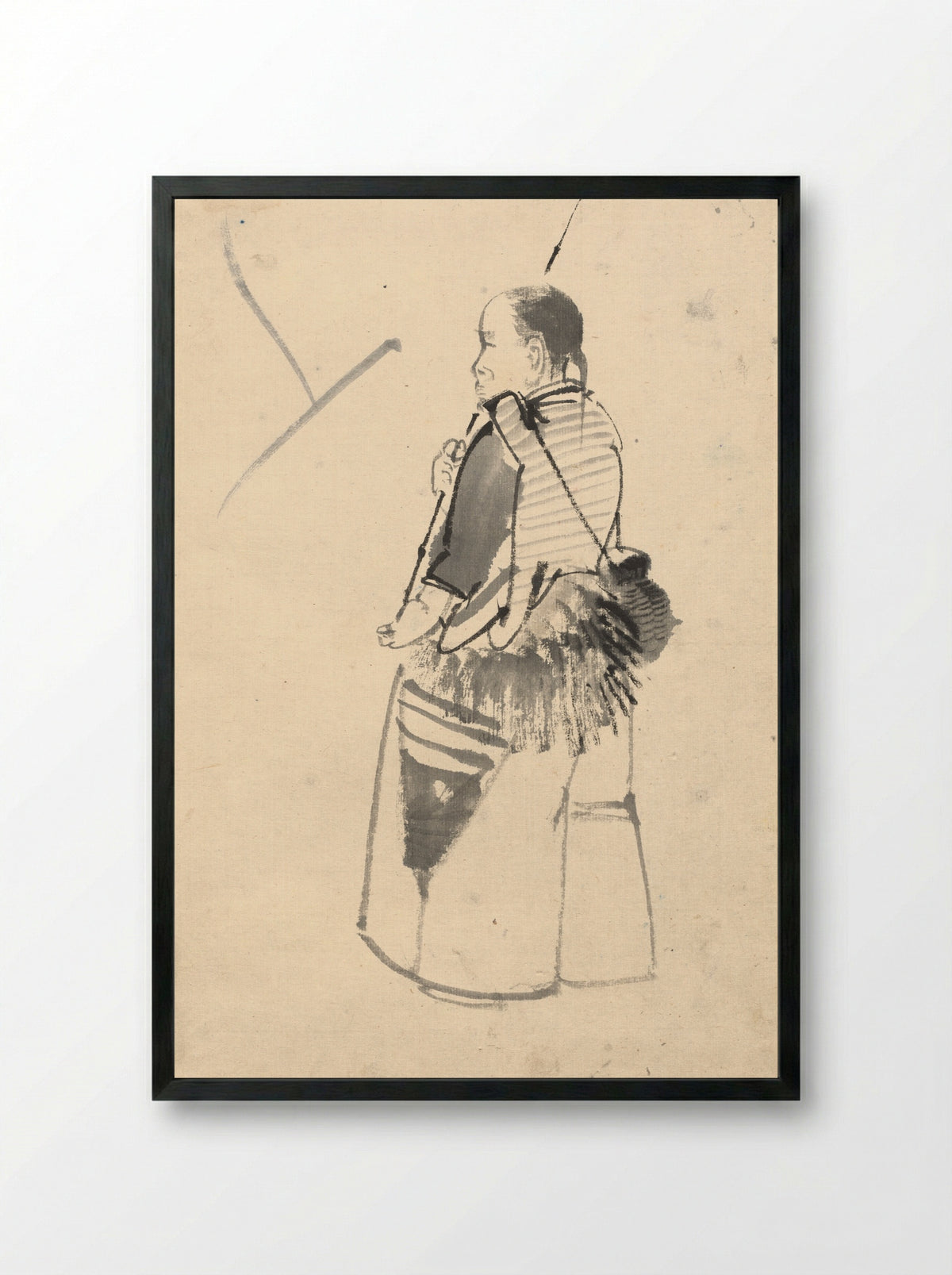 Dancer in a Fisherman's Costume - Kono Bairei - Framed Print Black