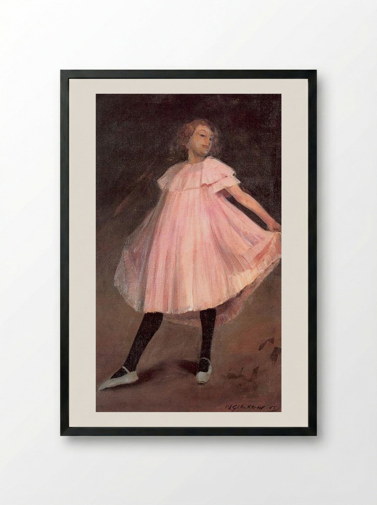Dancer in a Pink Dress - William James Glackens - Framed Print Black
