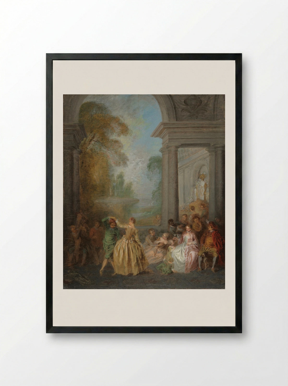 Dancers in a Pavilion - Jean-Baptiste Pater - Framed Print Black