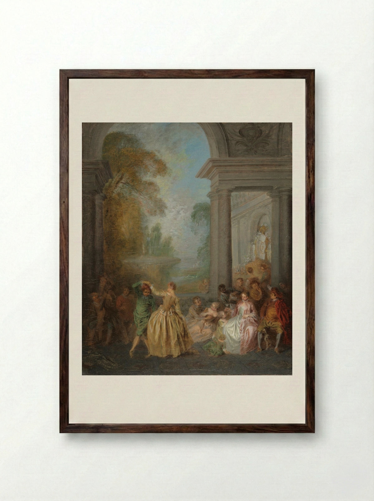 Dancers in a Pavilion - Jean-Baptiste Pater - Framed Print Dark Wood