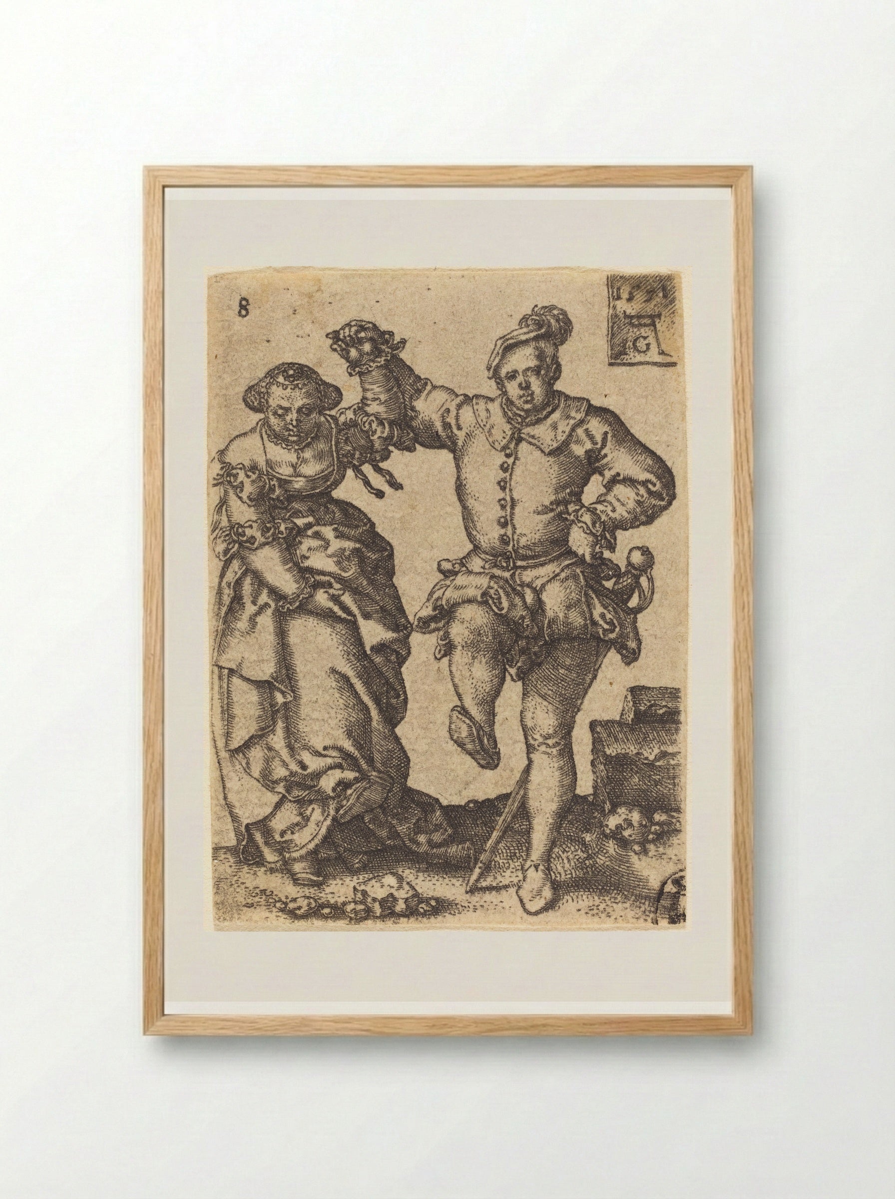 Dancing Couple - Heinrich Aldegrever - Framed Print Wood