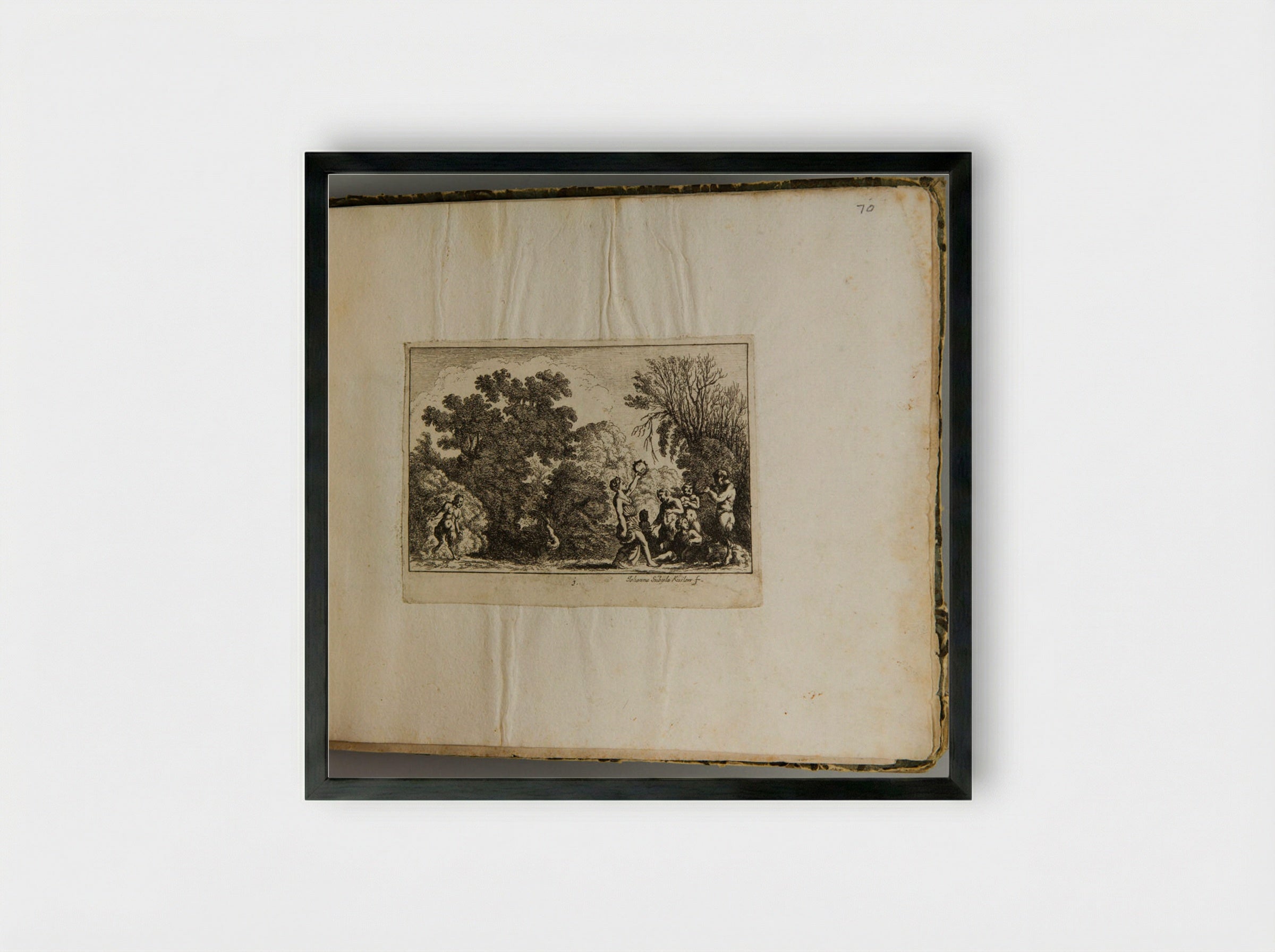 Dancing Nymphs and Satyrs - Johanna Sibylla Küsel - Framed Print Black