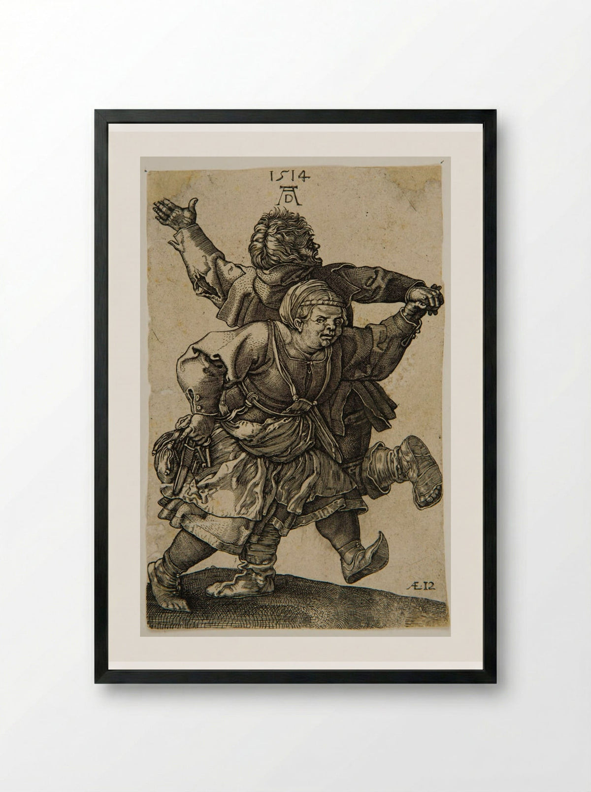 Dancing Peasants - Albrecht Dürer - Framed Print Black