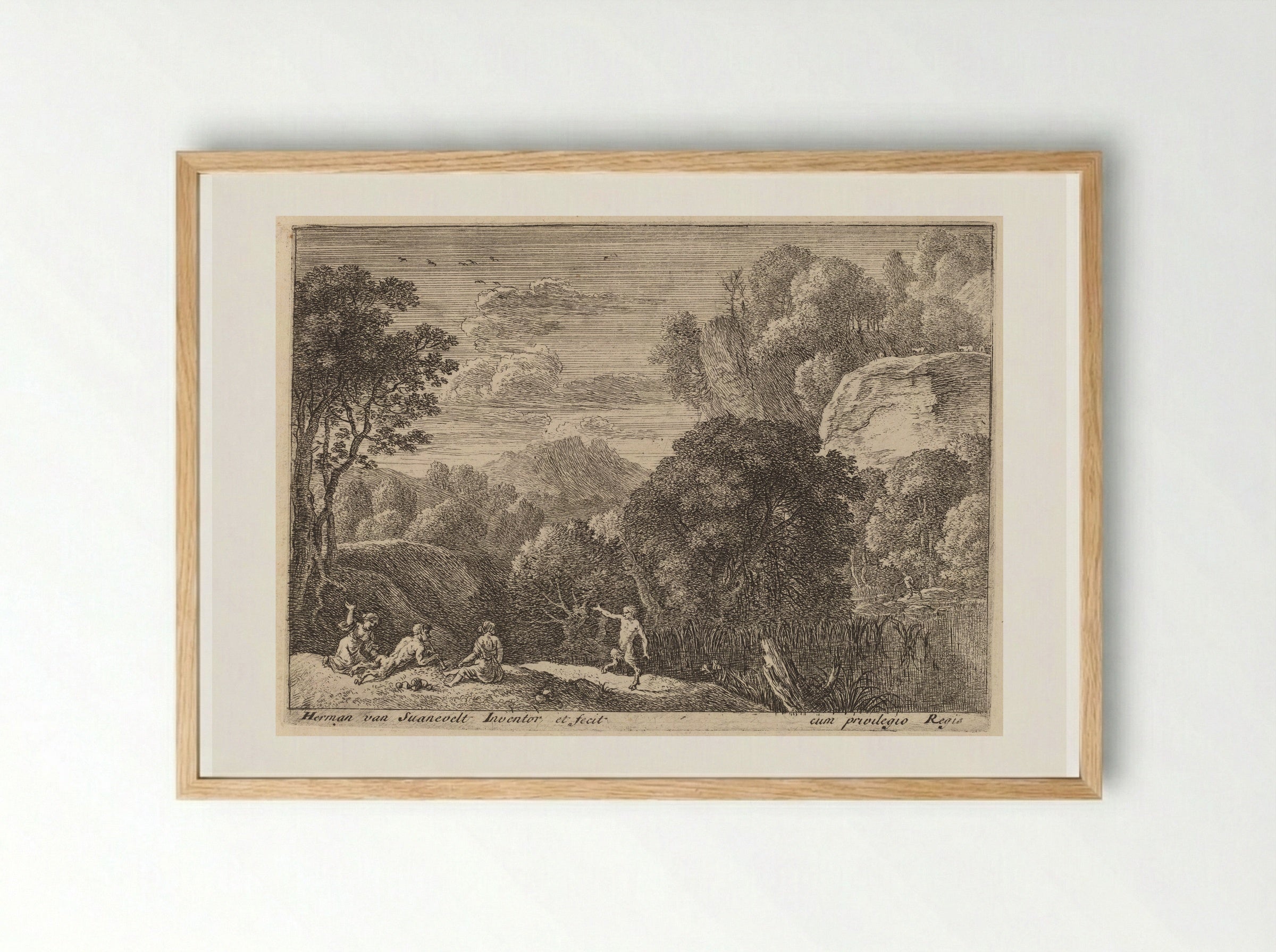 Dancing Satyr - Herman van Swanevelt - Framed Print Wood