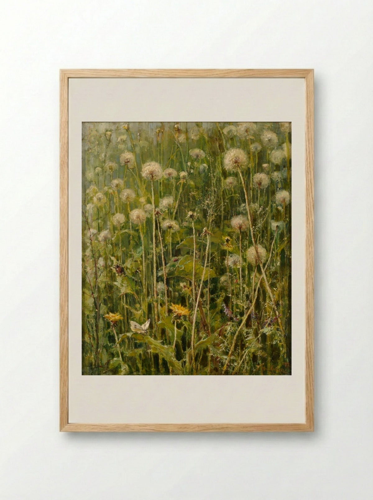 Dandelions in a Meadow - Julius Sergius von Klever - Framed Print Wood