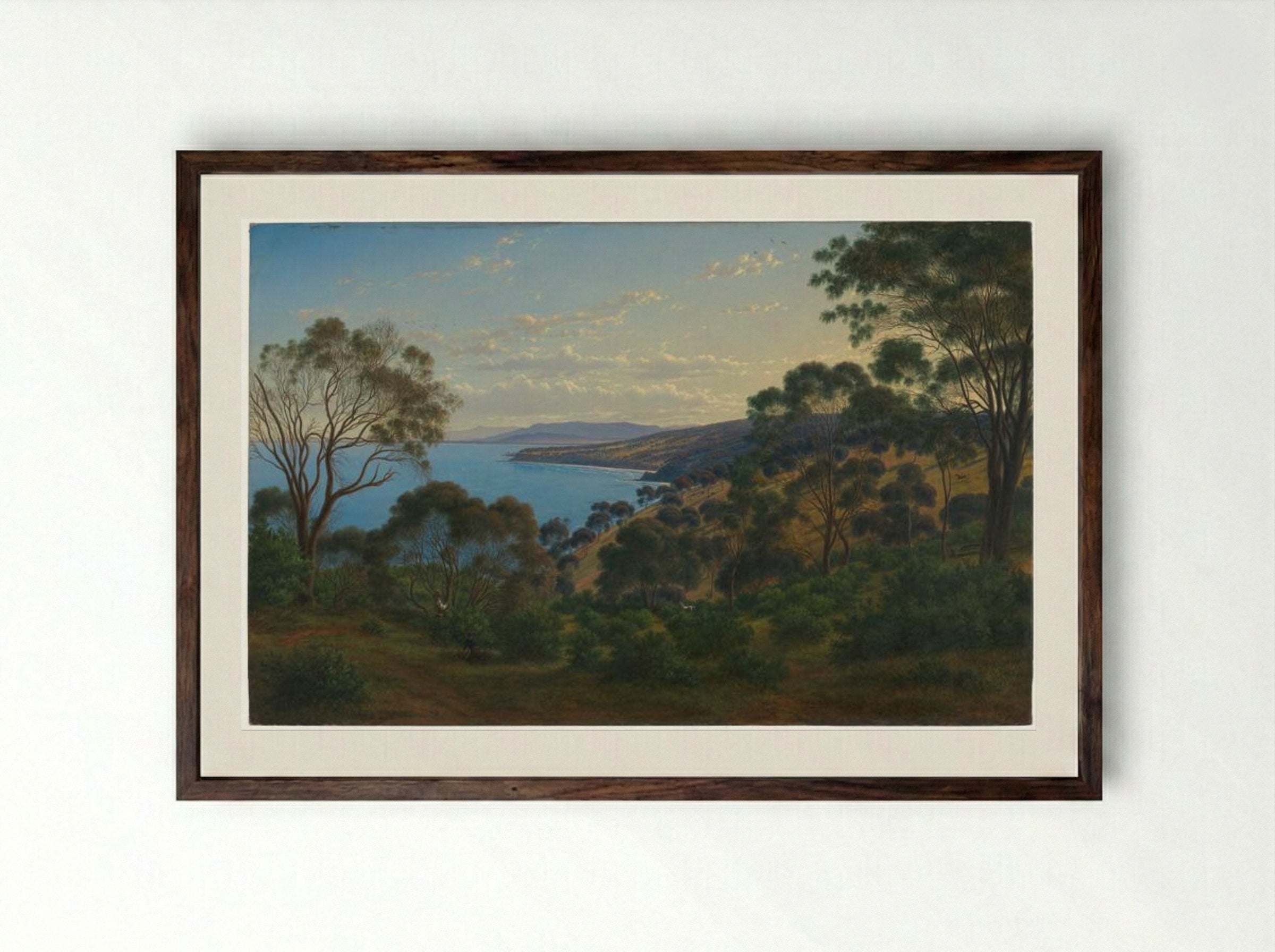 Dandenong Ranges from Beleura - Eugene von Guerard - Framed Print Dark Wood