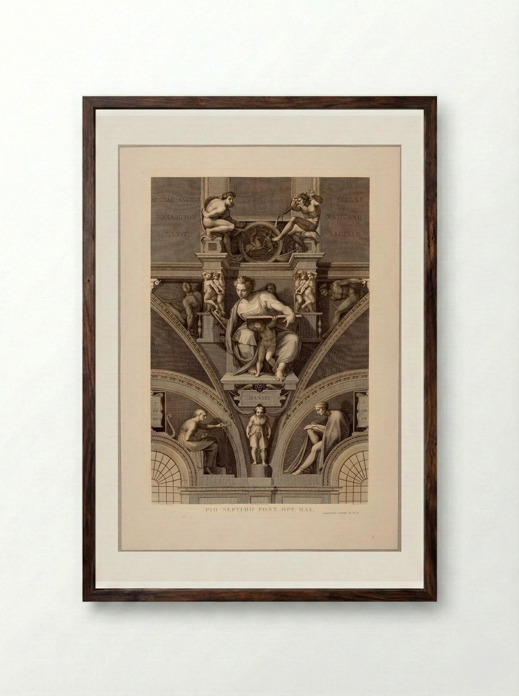 Daniel (After Michelangelo) - Domenico Cunego - Framed Print Dark Wood