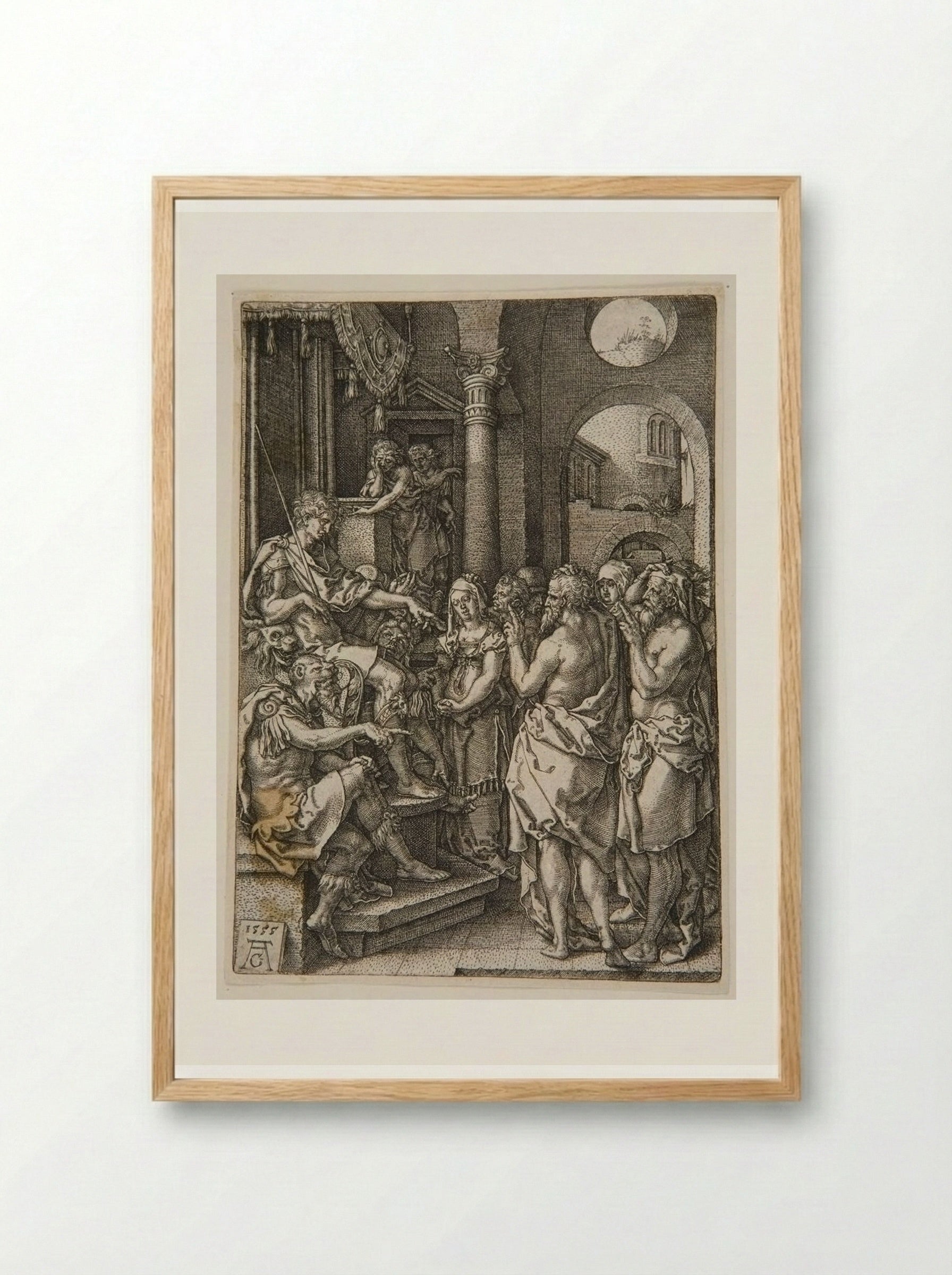 Daniel Cross-Examining the Elders - Heinrich Aldegrever - Framed Print Wood