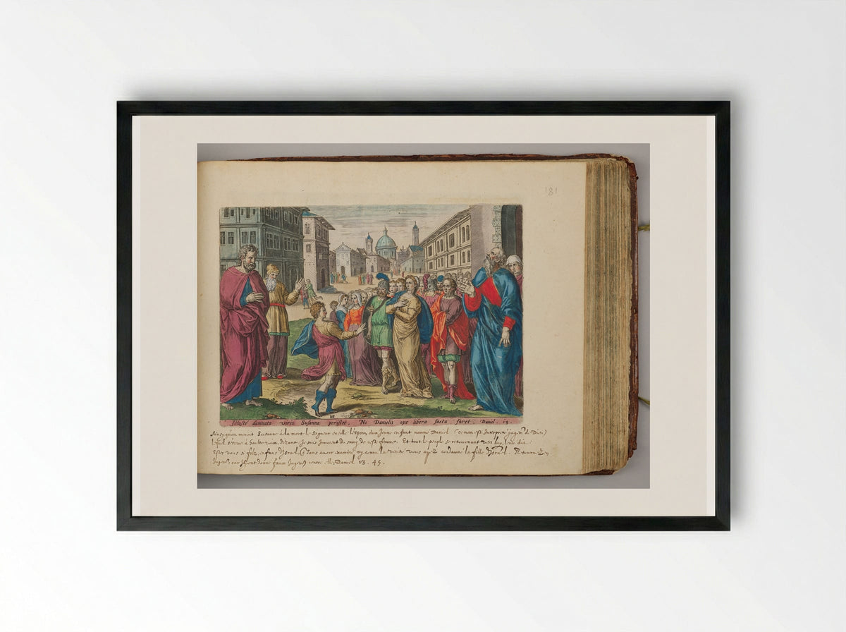 Daniel Intervening on Behalf of Susanna - Hans Collaert the Elder - Framed Print Black