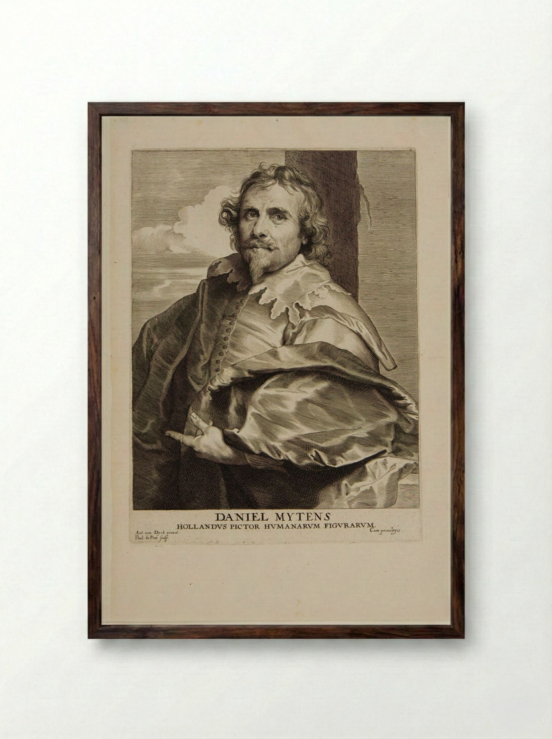 Daniel Mytens, the Elder - Paulus Pontius - Framed Print Dark Wood
