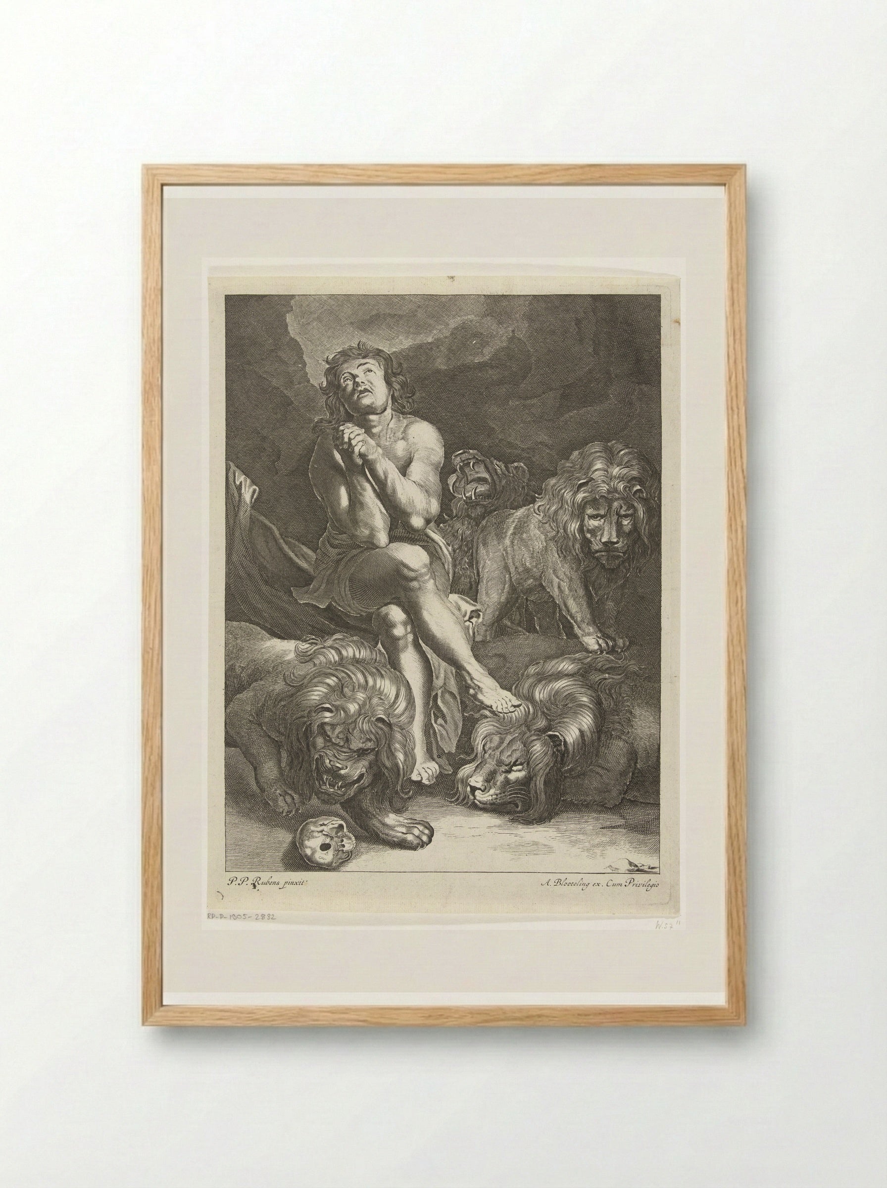 Daniel in the Lions' Den - Abraham Bloteling - Framed Print Wood