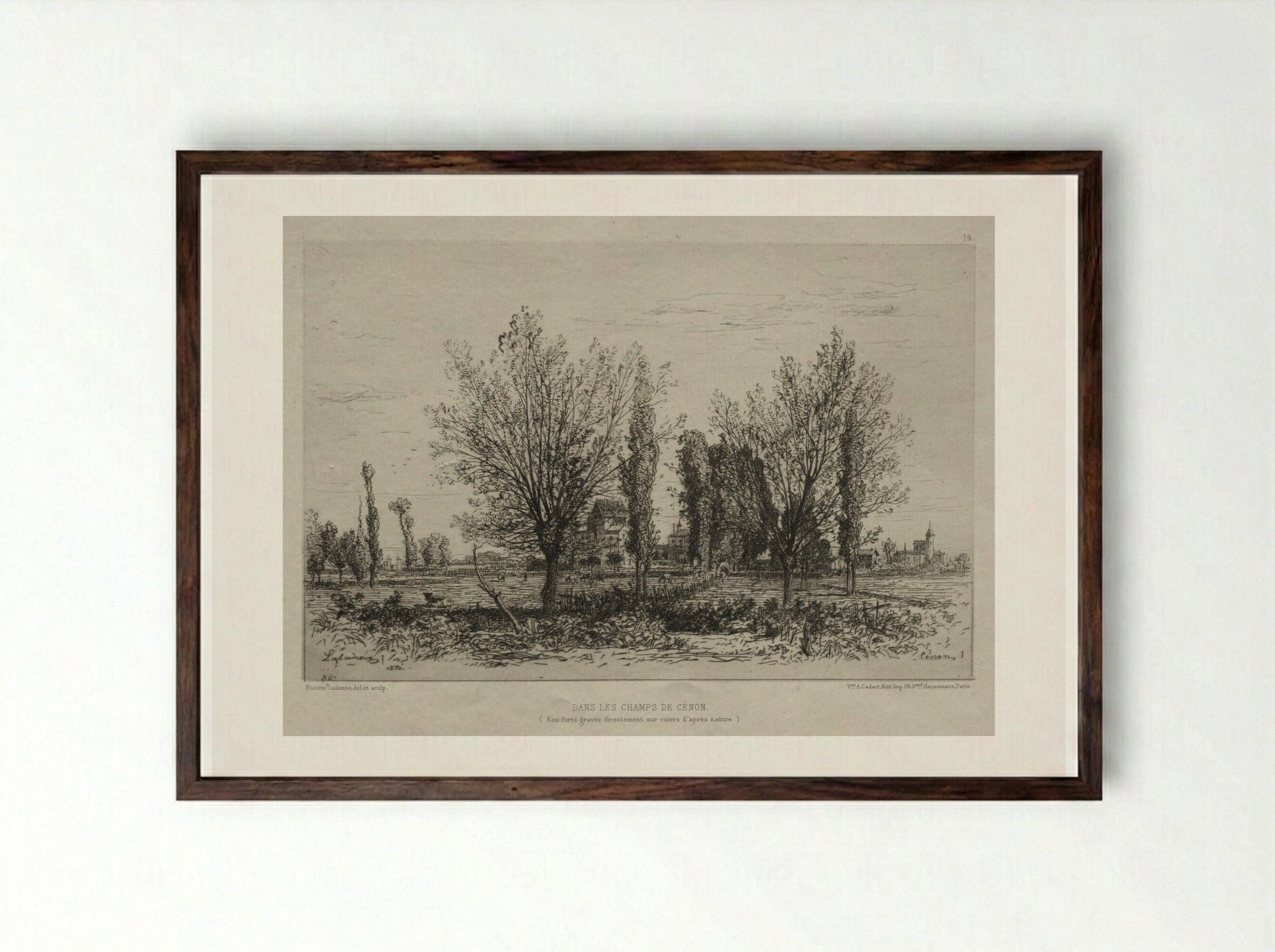 Dans les Champs de Cénon - Maxime Lalanne - Framed Print Dark Wood