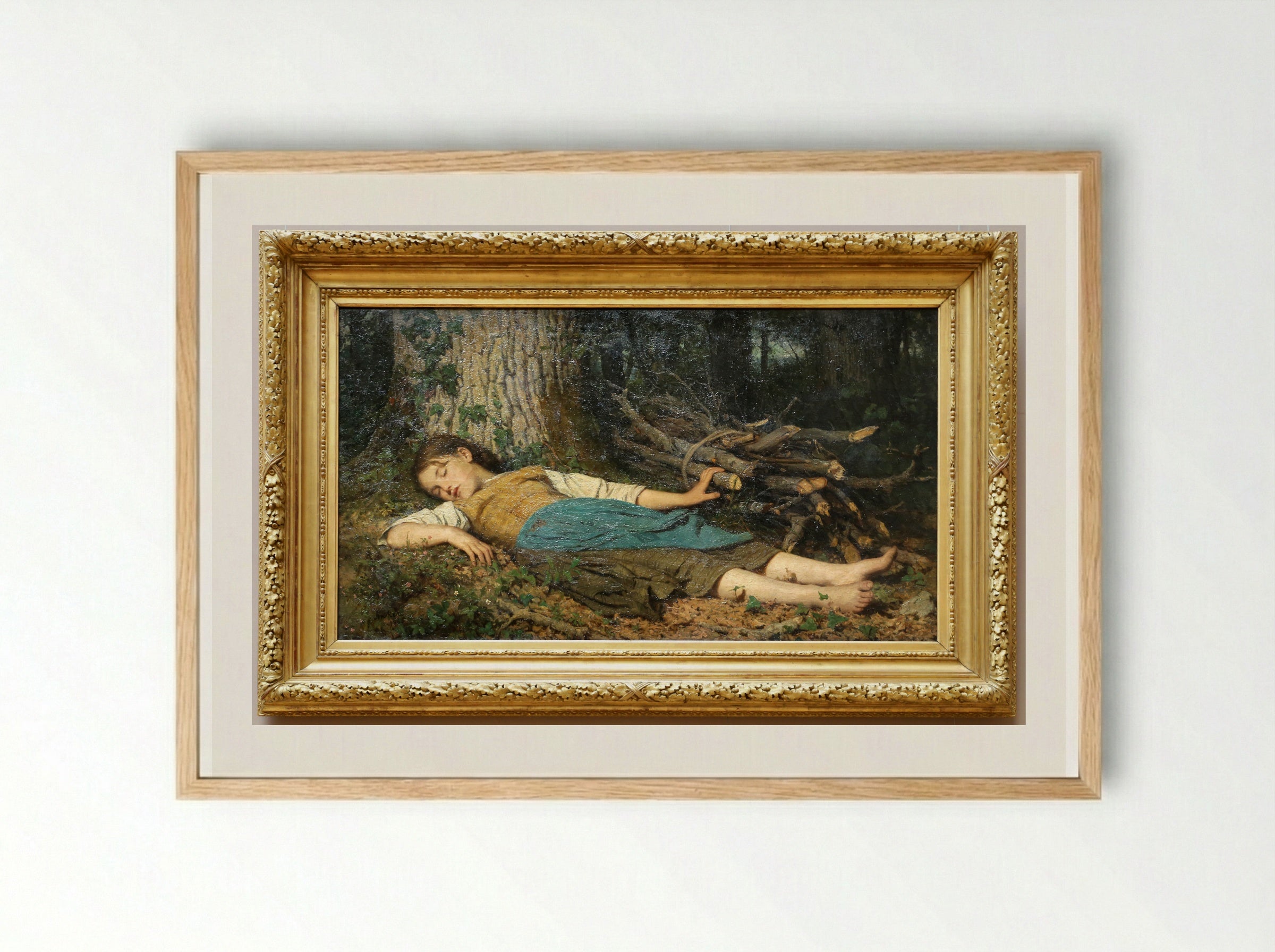 Dans les bois - Albert Anker - Framed Print Wood
