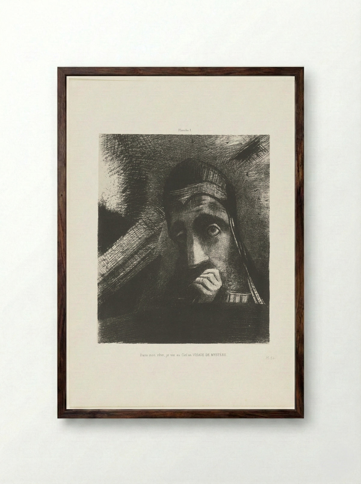 Dans mon rêve, je vis au ciel un visage de mystère - Odilon Redon - Framed Print Dark Wood