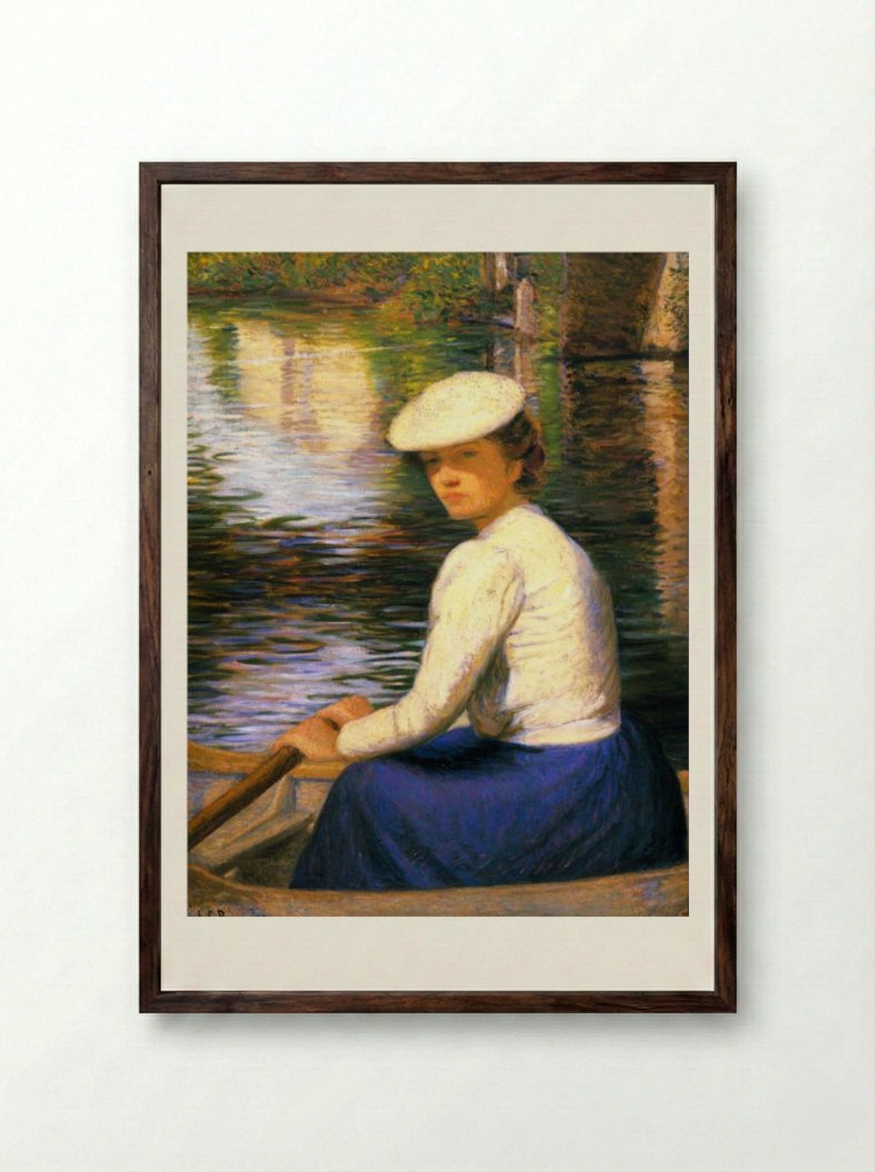 Dans un Bateau (In a Boat) - Lilla Cabot Perry - Framed Print Dark Wood