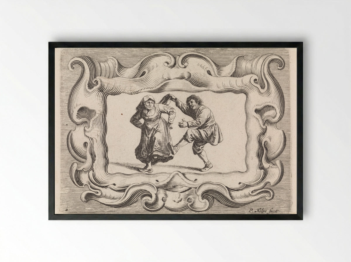 Dansend boerenpaar - Pieter Nolpe - Framed Print Black
