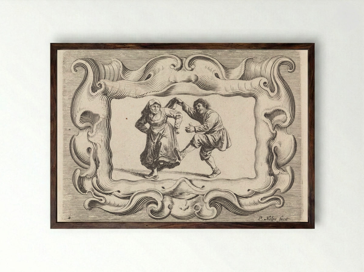Dansend boerenpaar - Pieter Nolpe - Framed Print Dark Wood