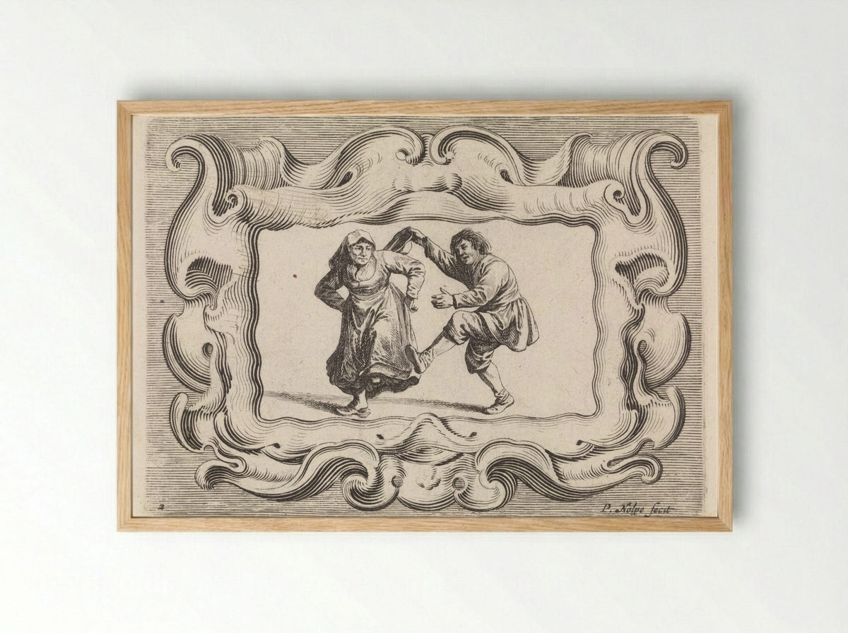 Dansend boerenpaar - Pieter Nolpe - Framed Print Wood