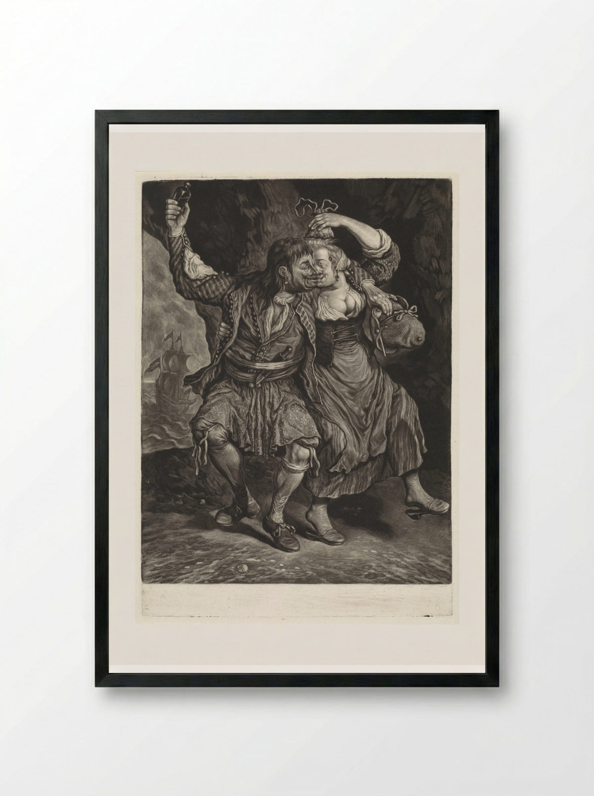 Dansend paar (Dancing Couple) - Cornelis Dusart - Framed Print Black