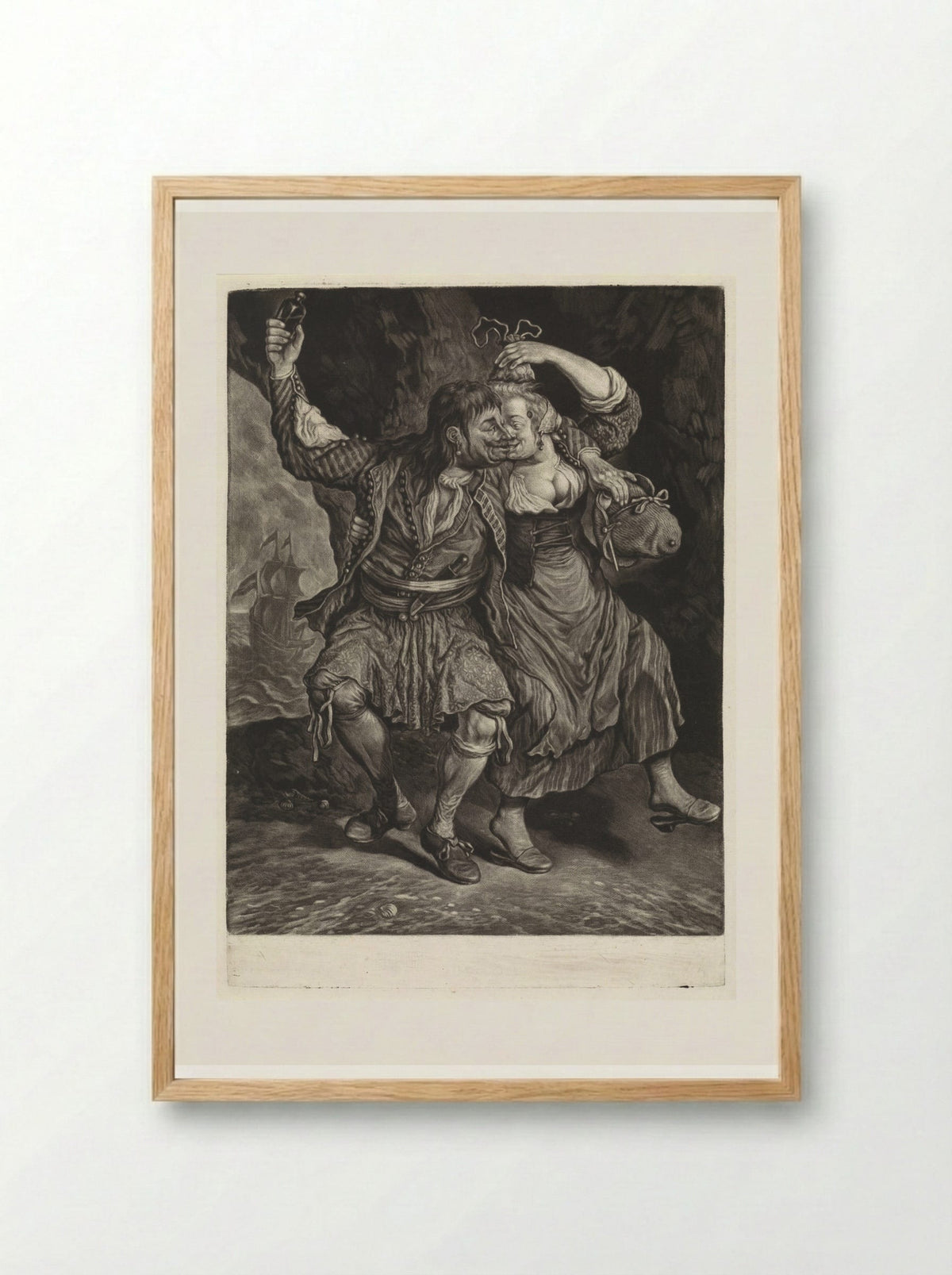 Dansend paar (Dancing Couple) - Cornelis Dusart - Framed Print Wood