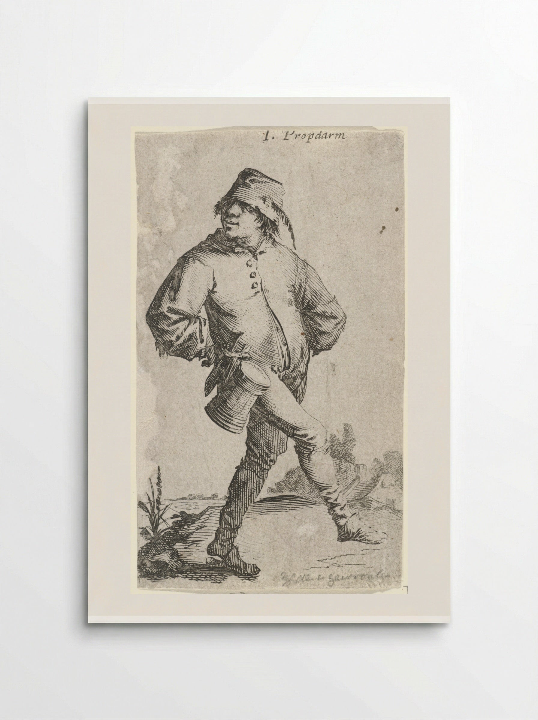 Dansende boer met kroes en mes - Salomon Savery - Poster