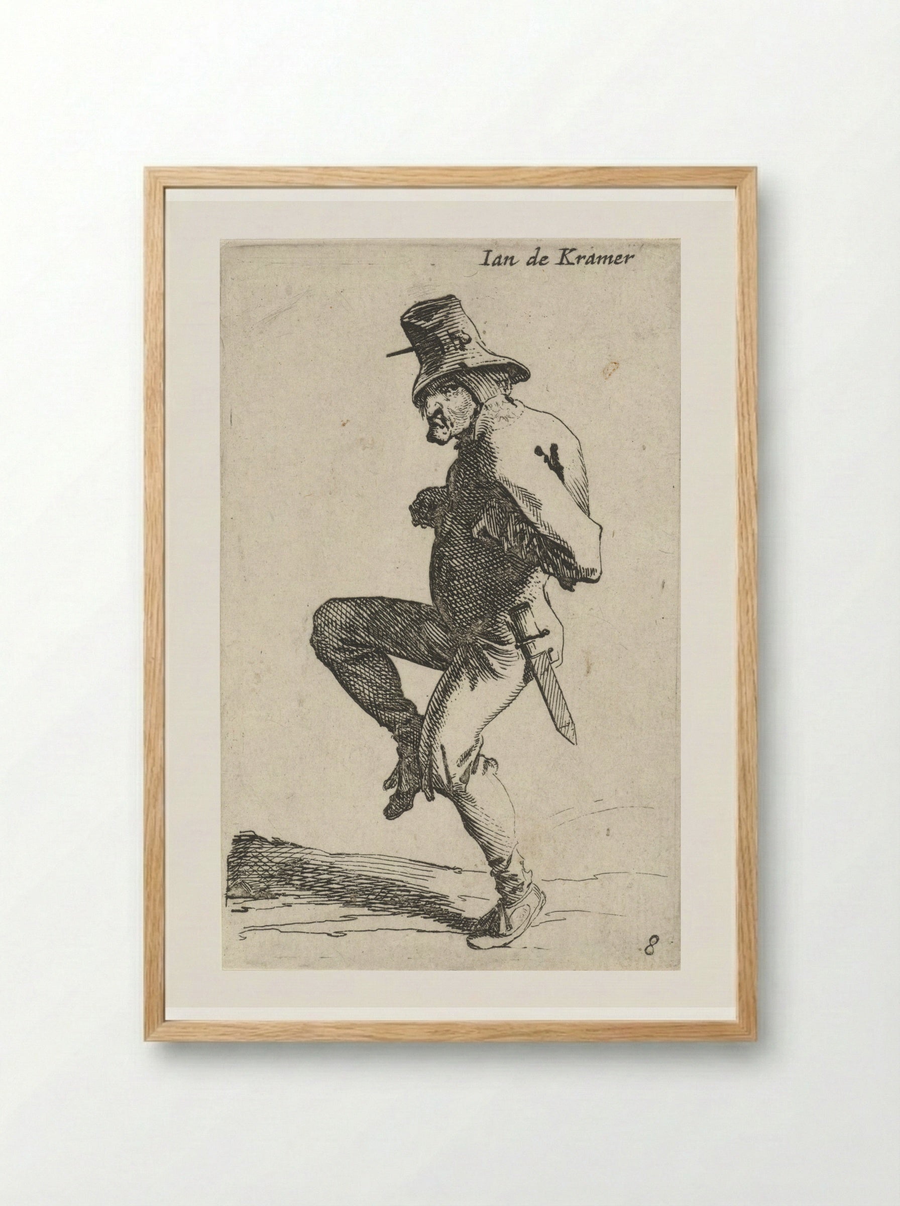 Dansende man met mes - Salomon Savery - Framed Print Wood
