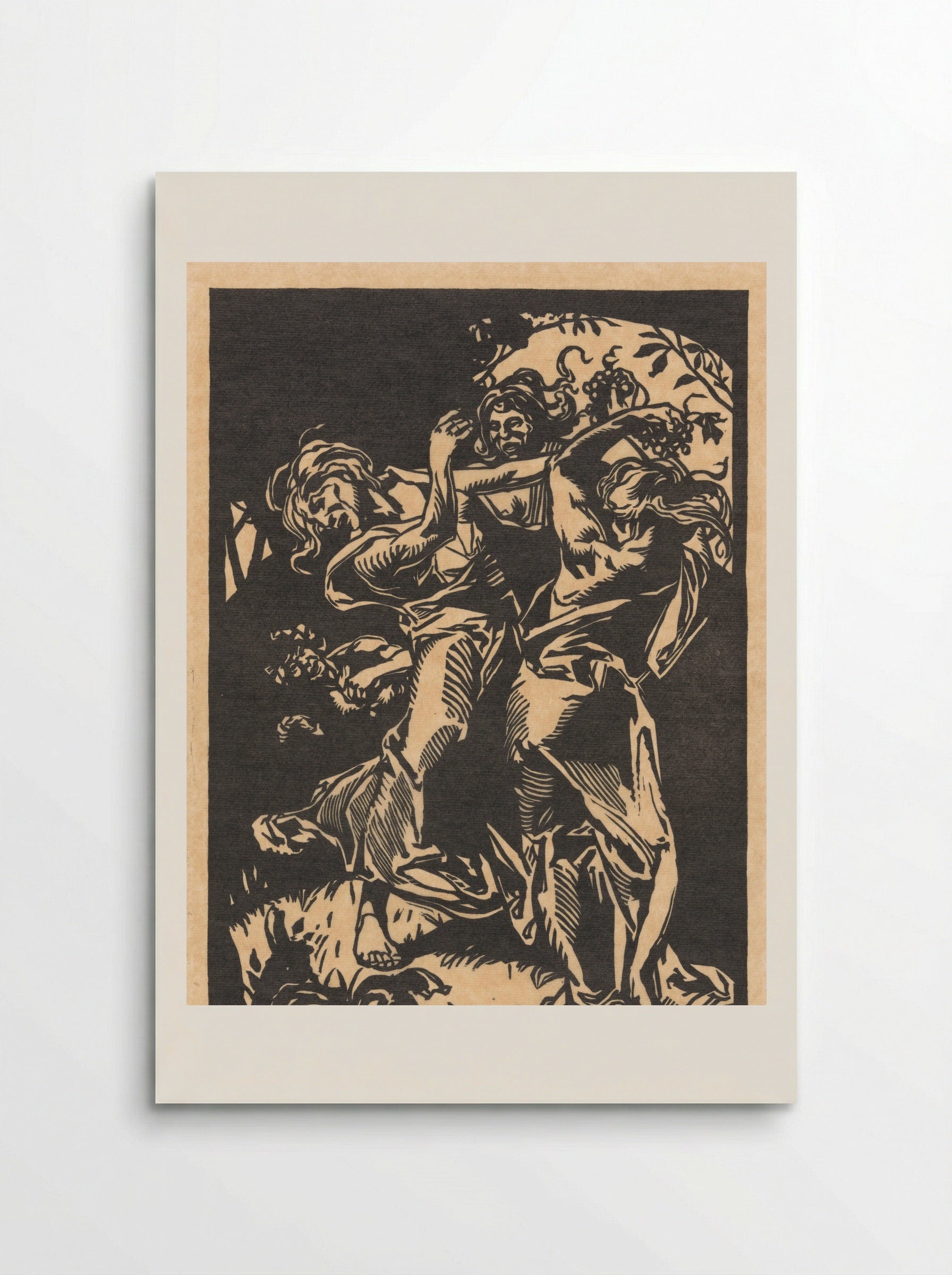 Dansende vrouwen met druiventrossen en sater - Johannes Josephus Aarts - Poster