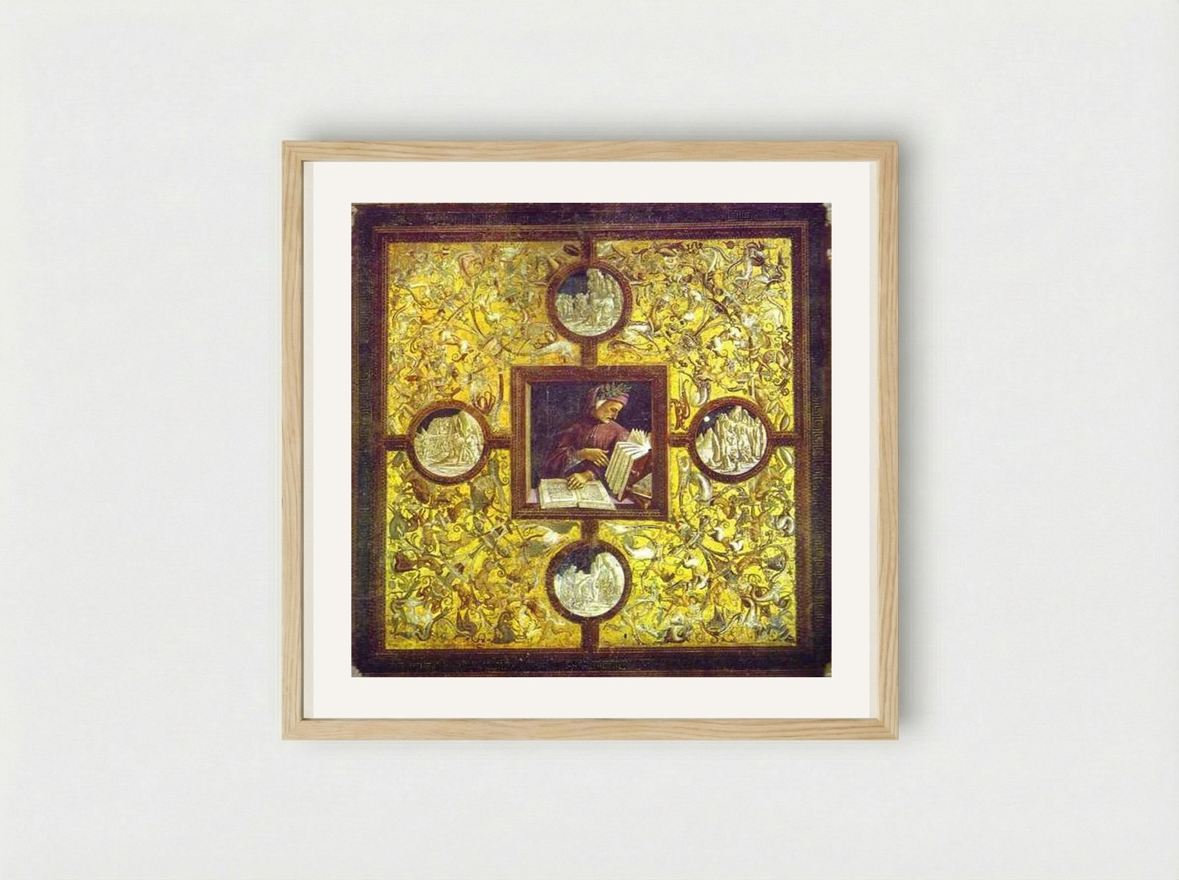 Dante with Scenes from the Divine Comedy - Luca Signorelli - Framed Print Wood