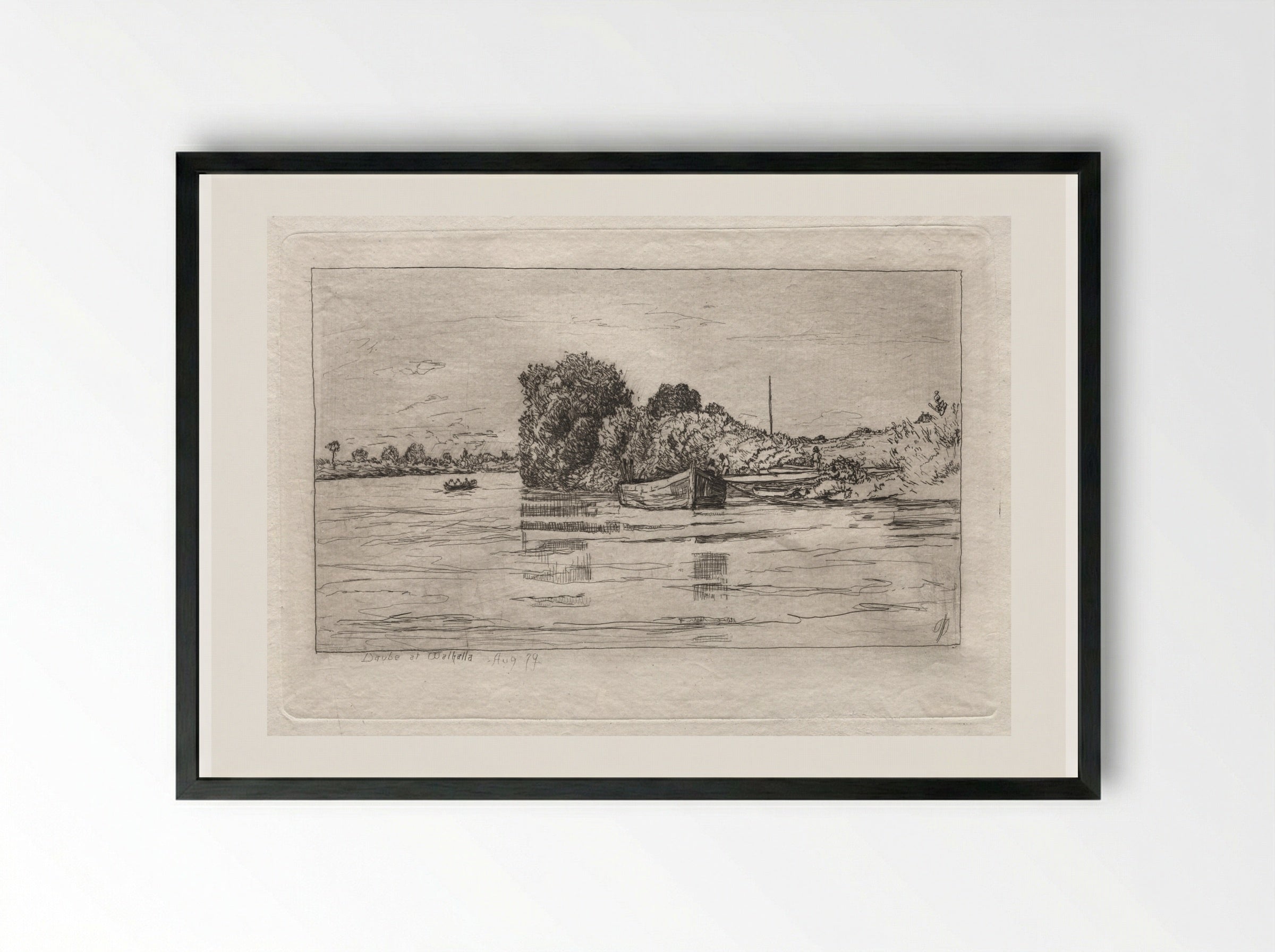 Danube at Walhalla - Otto H. Bacher - Framed Print Black