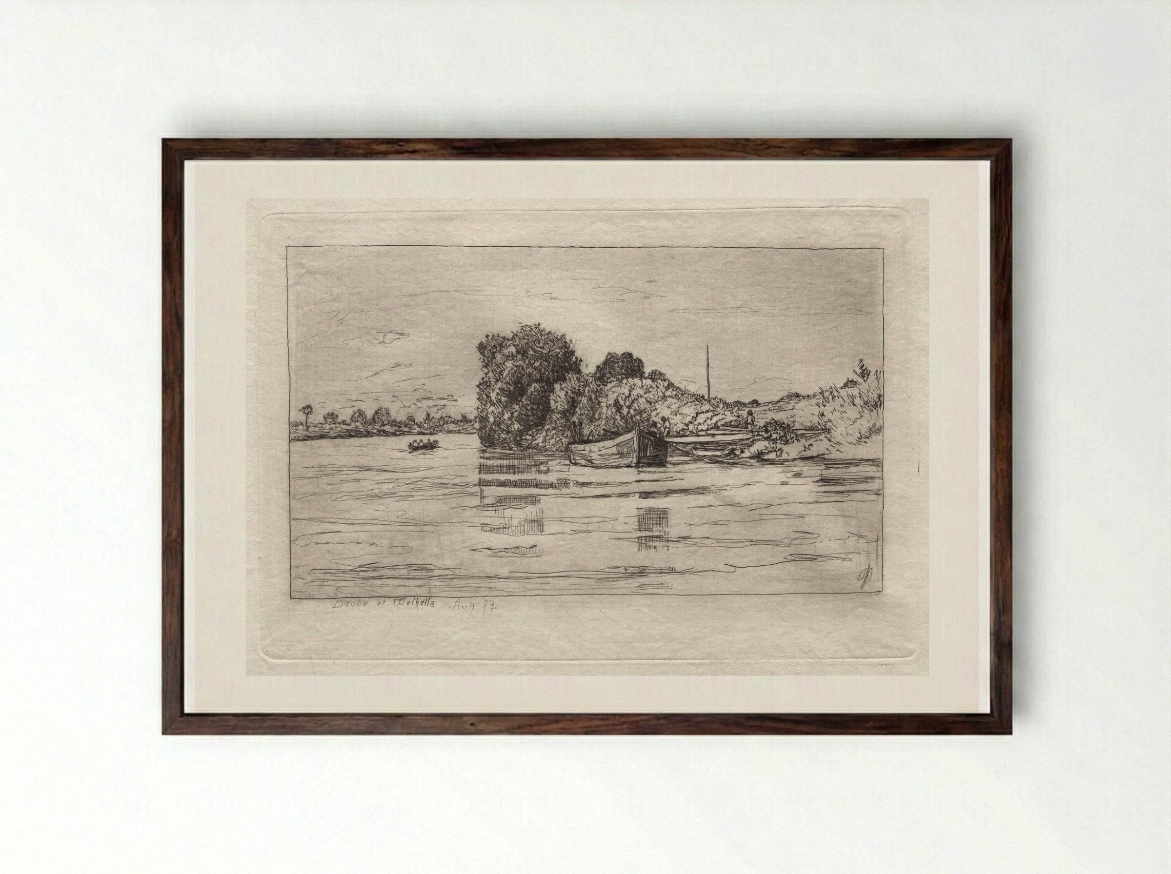 Danube at Walhalla - Otto H. Bacher - Framed Print Dark Wood