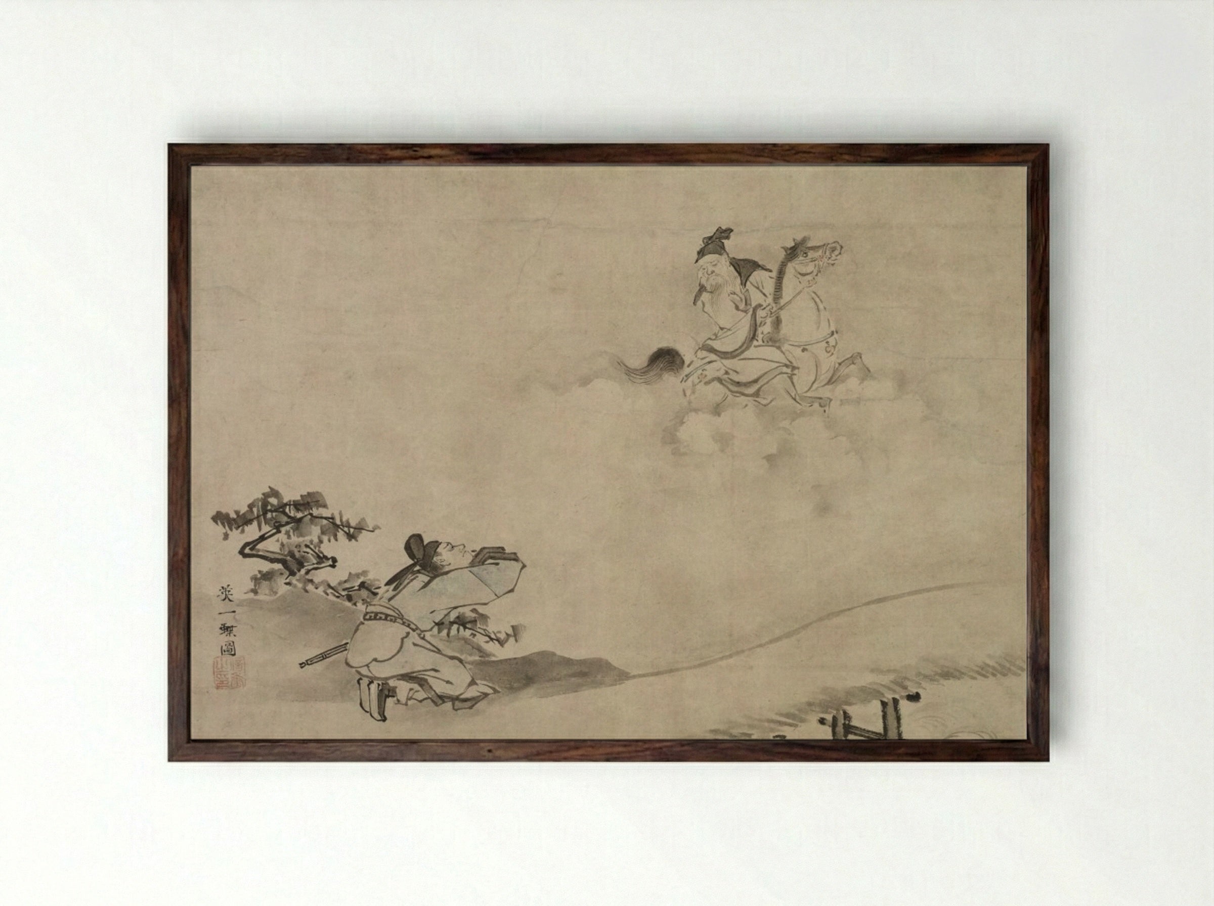 Daoist Immortal - Hanabusa Itchō - Framed Print Dark Wood