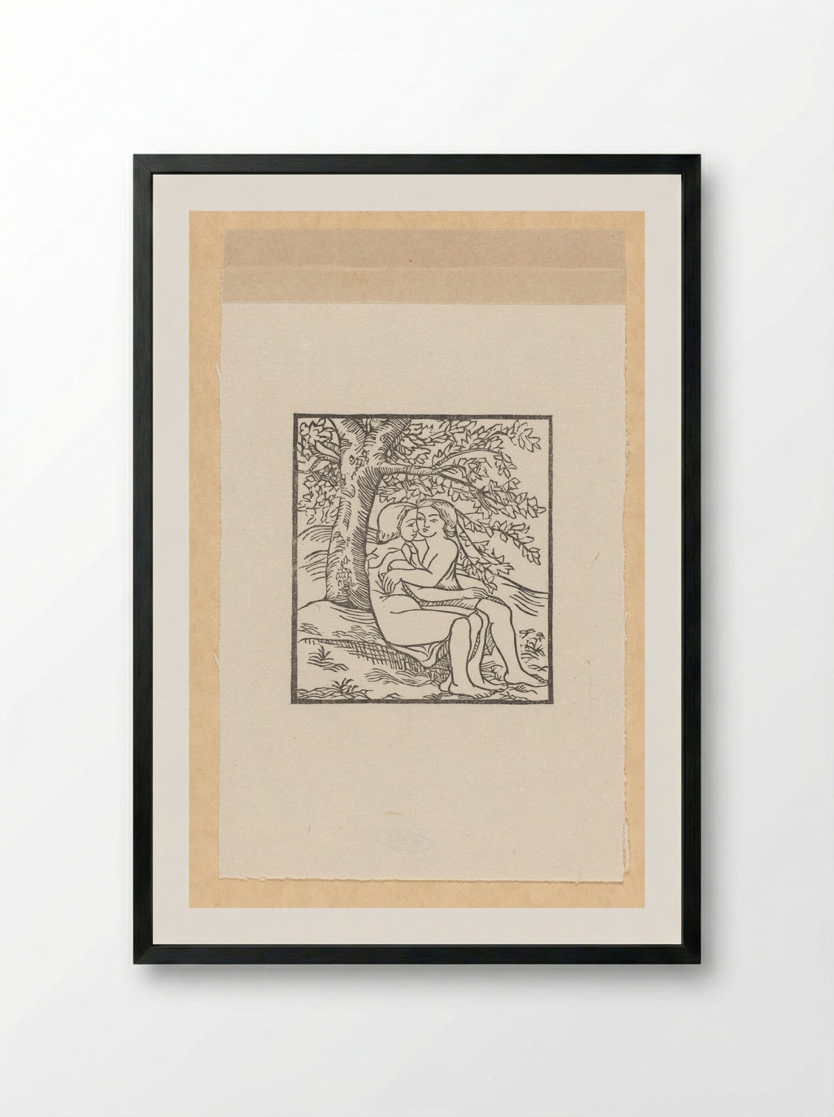 Daphnis and Chloe Embracing Under an Oak - Aristide Maillol - Framed Print Black