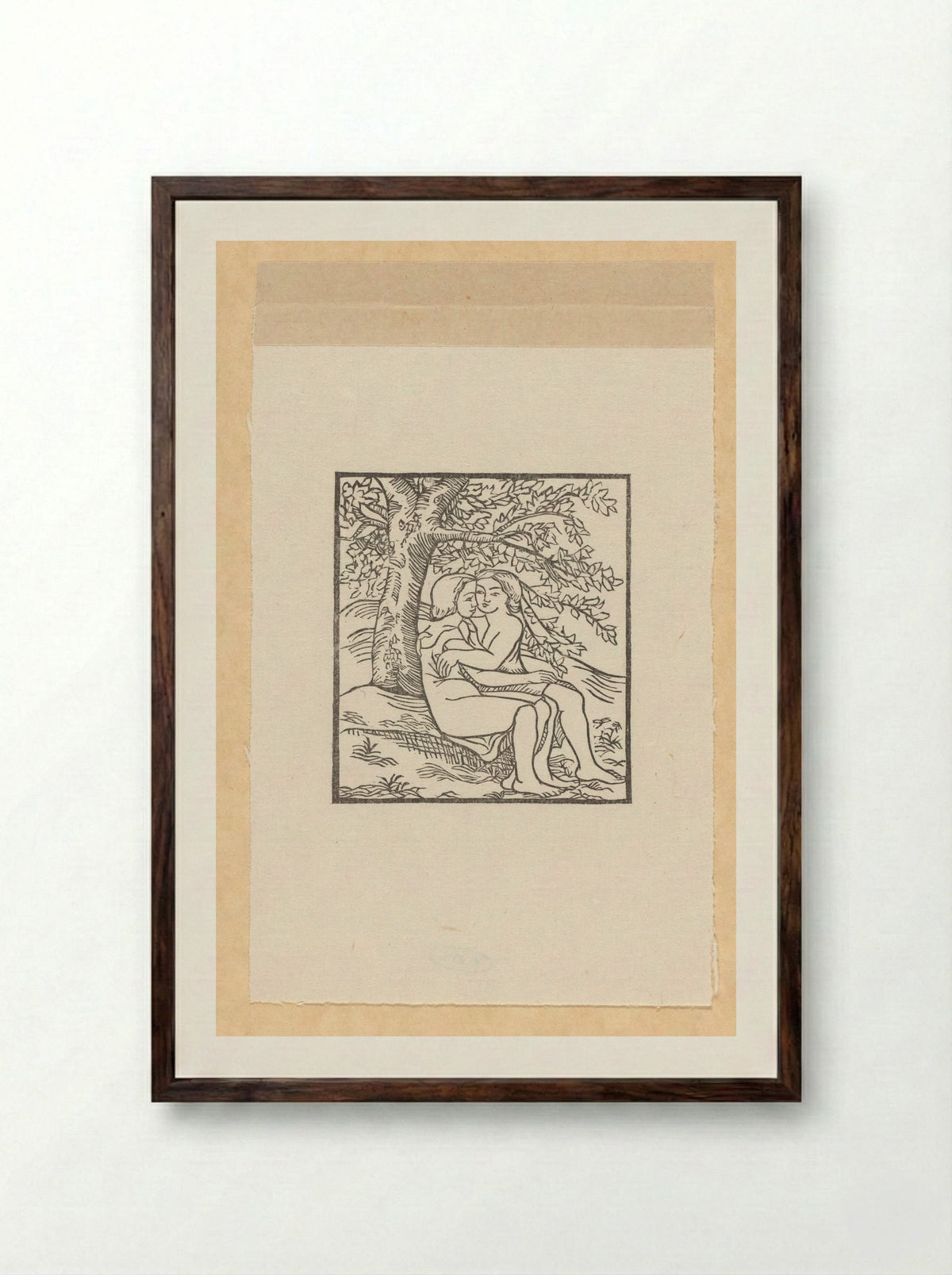 Daphnis and Chloe Embracing Under an Oak - Aristide Maillol - Framed Print Dark Wood