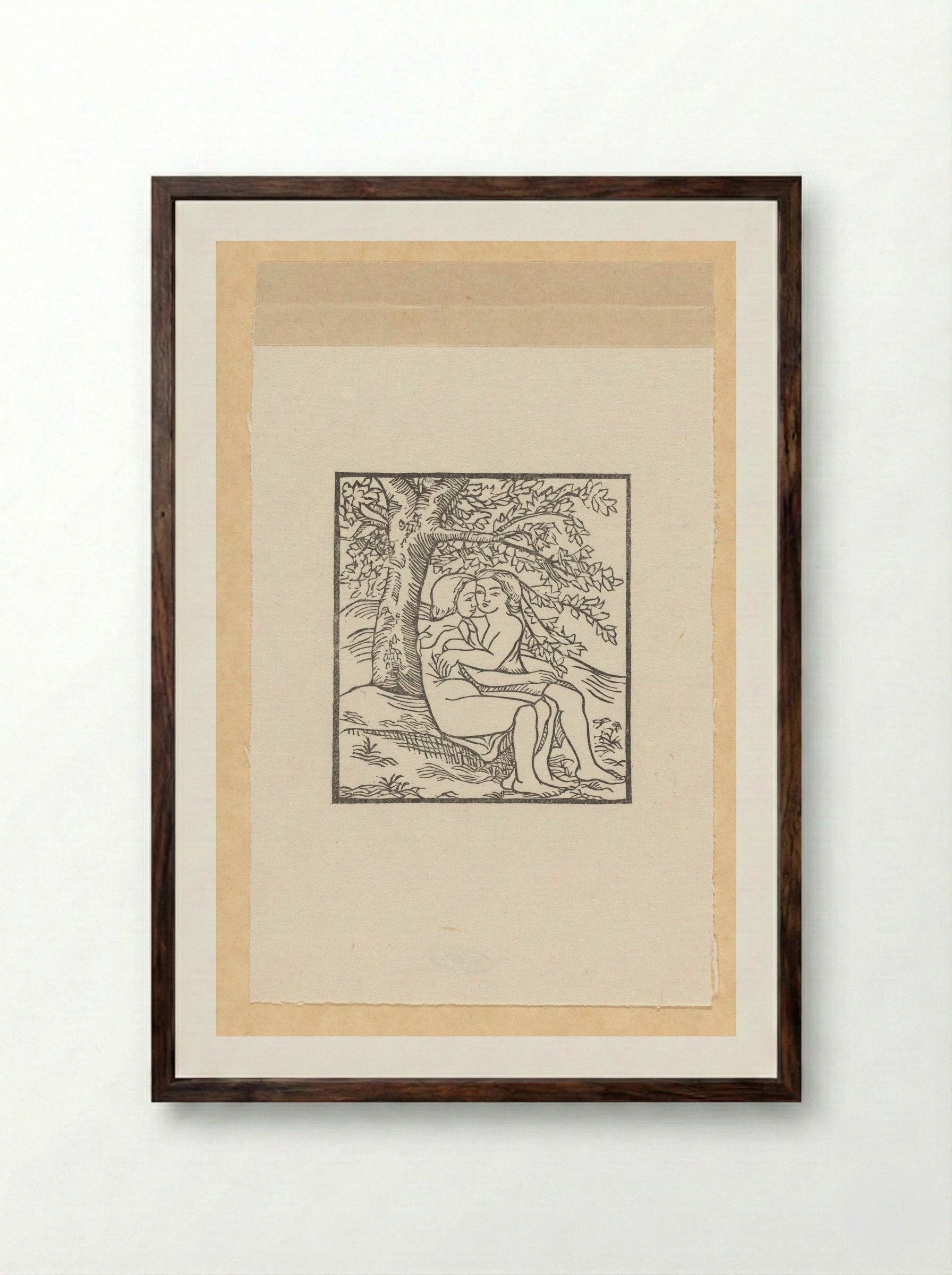 Daphnis and Chloe Embracing Under an Oak - Aristide Maillol - Framed Print Dark Wood