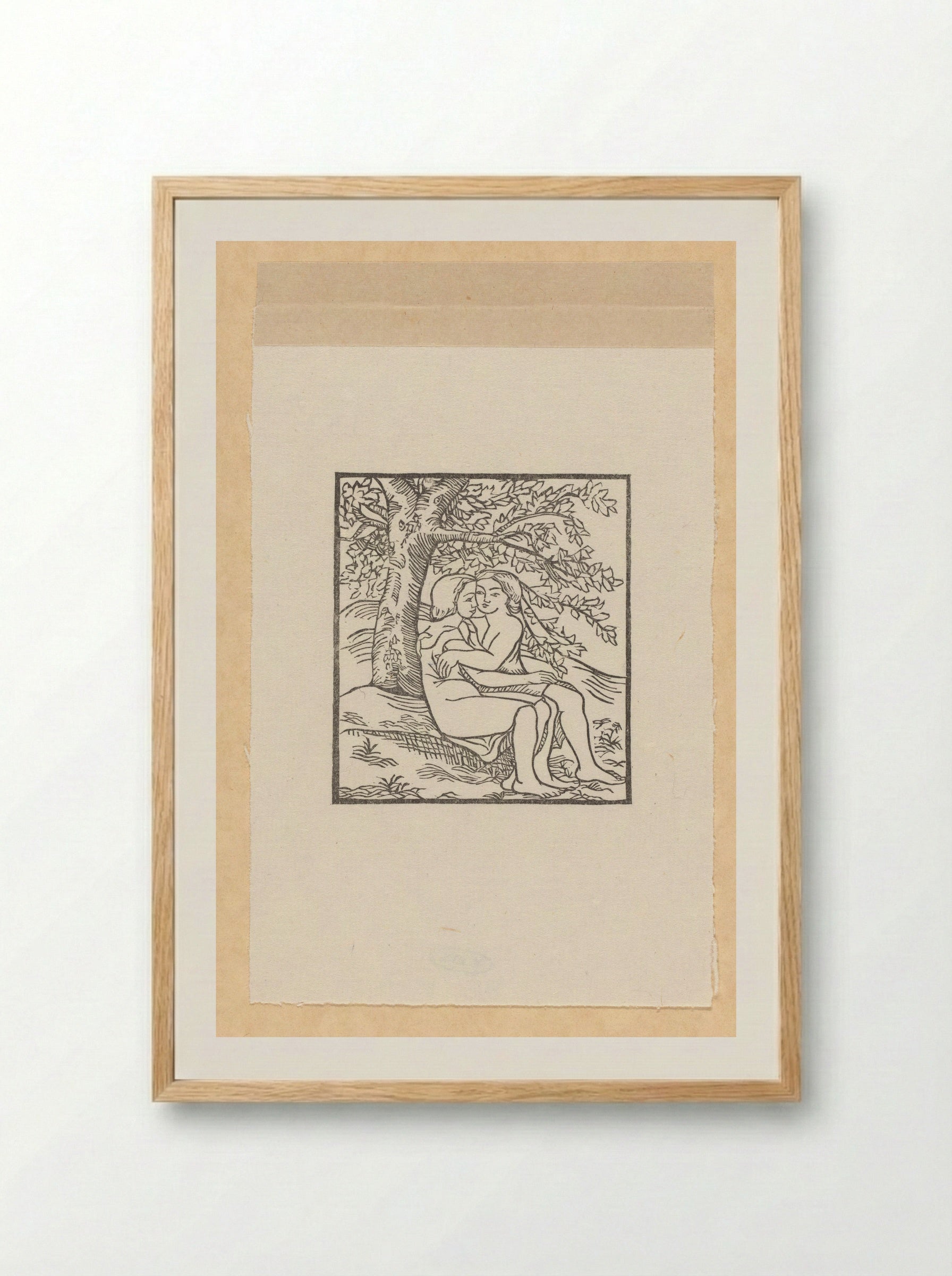 Daphnis and Chloe Embracing Under an Oak - Aristide Maillol - Framed Print Wood