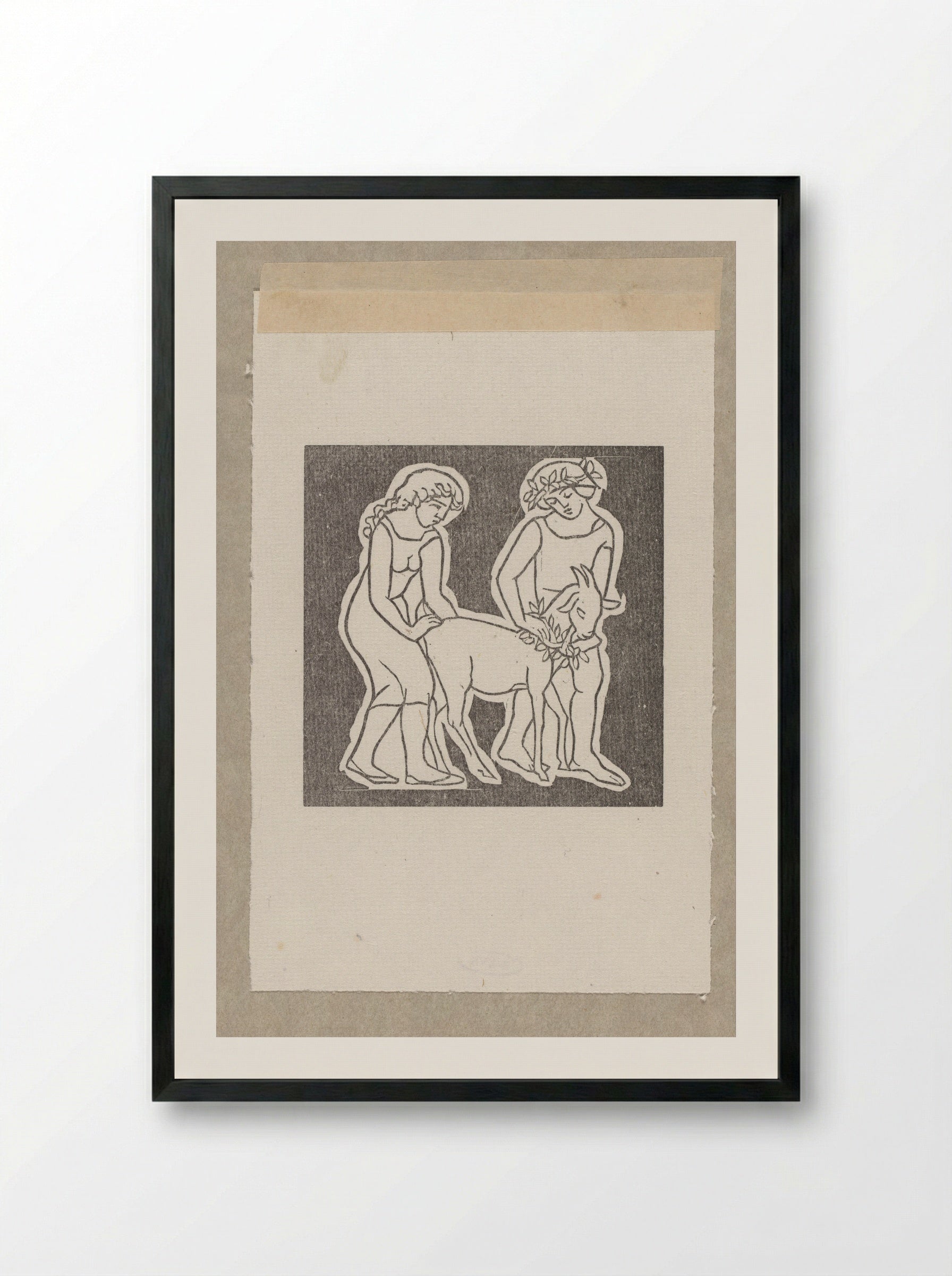 Daphnis and Chloe Leading a Goat as an Offering to Pan - Aristide Maillol - Framed Print Black