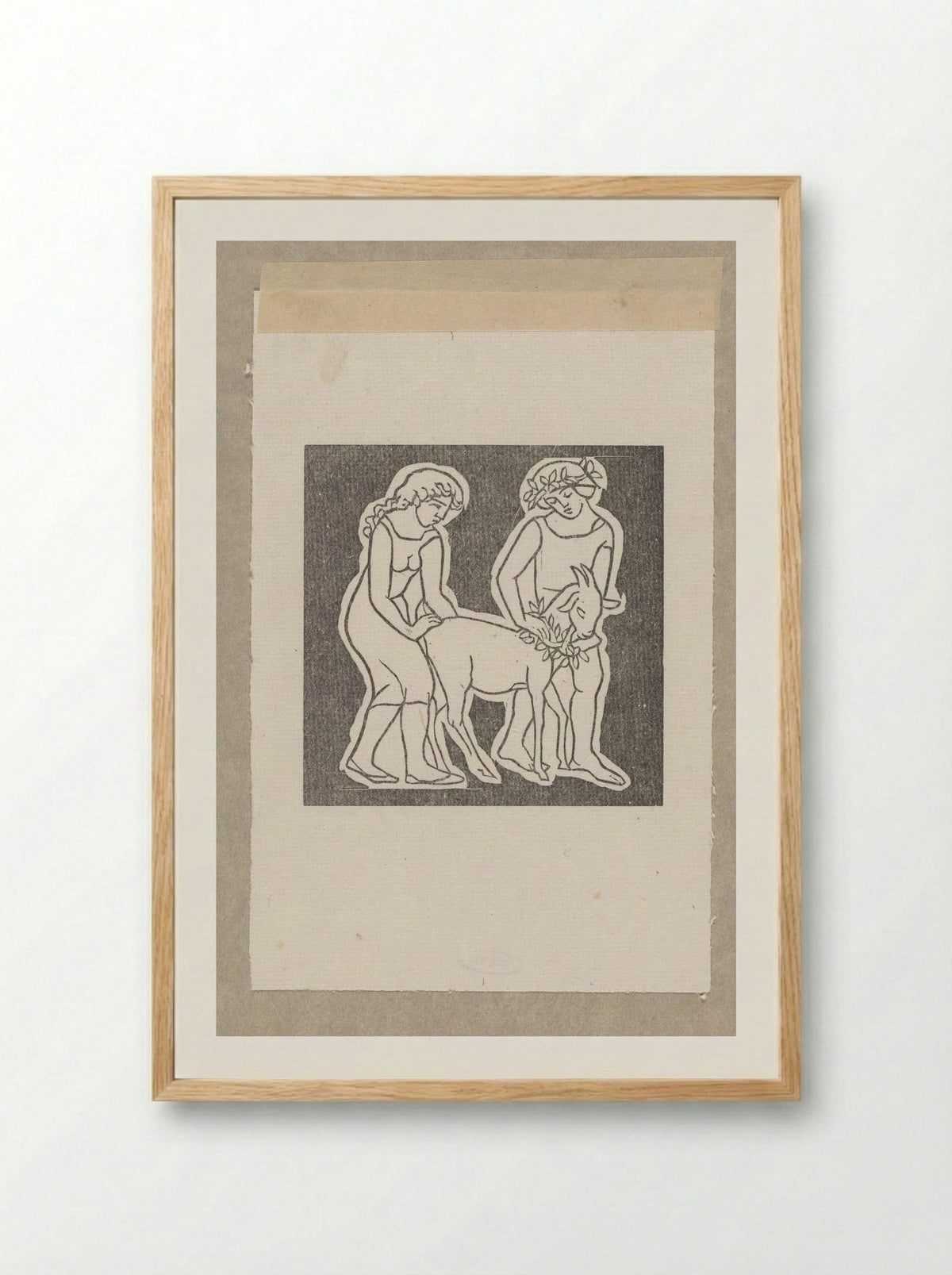 Daphnis and Chloe Leading a Goat as an Offering to Pan - Aristide Maillol - Framed Print Wood