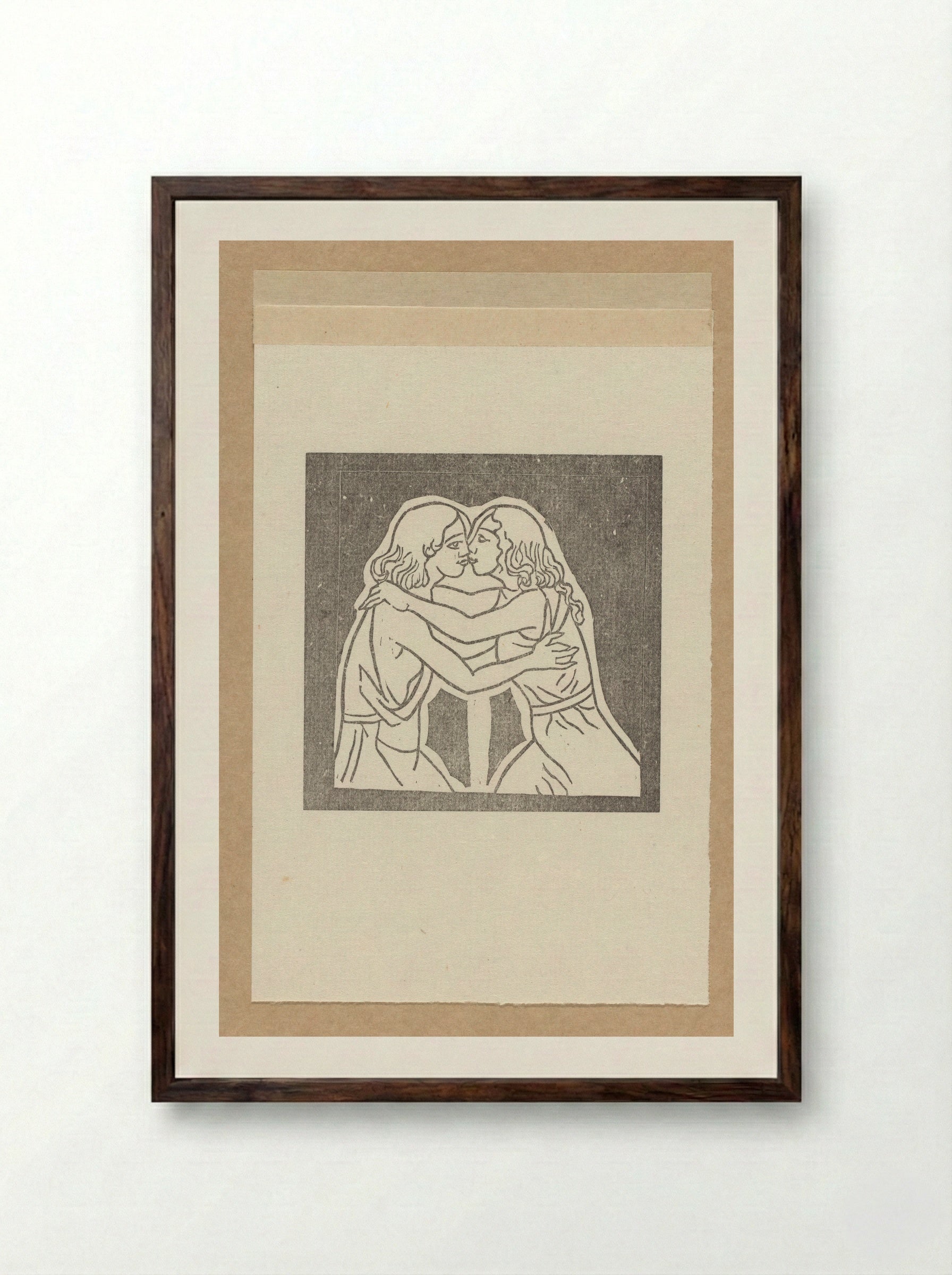 Daphnis and Chloe Reunited - Aristide Maillol - Framed Print Dark Wood