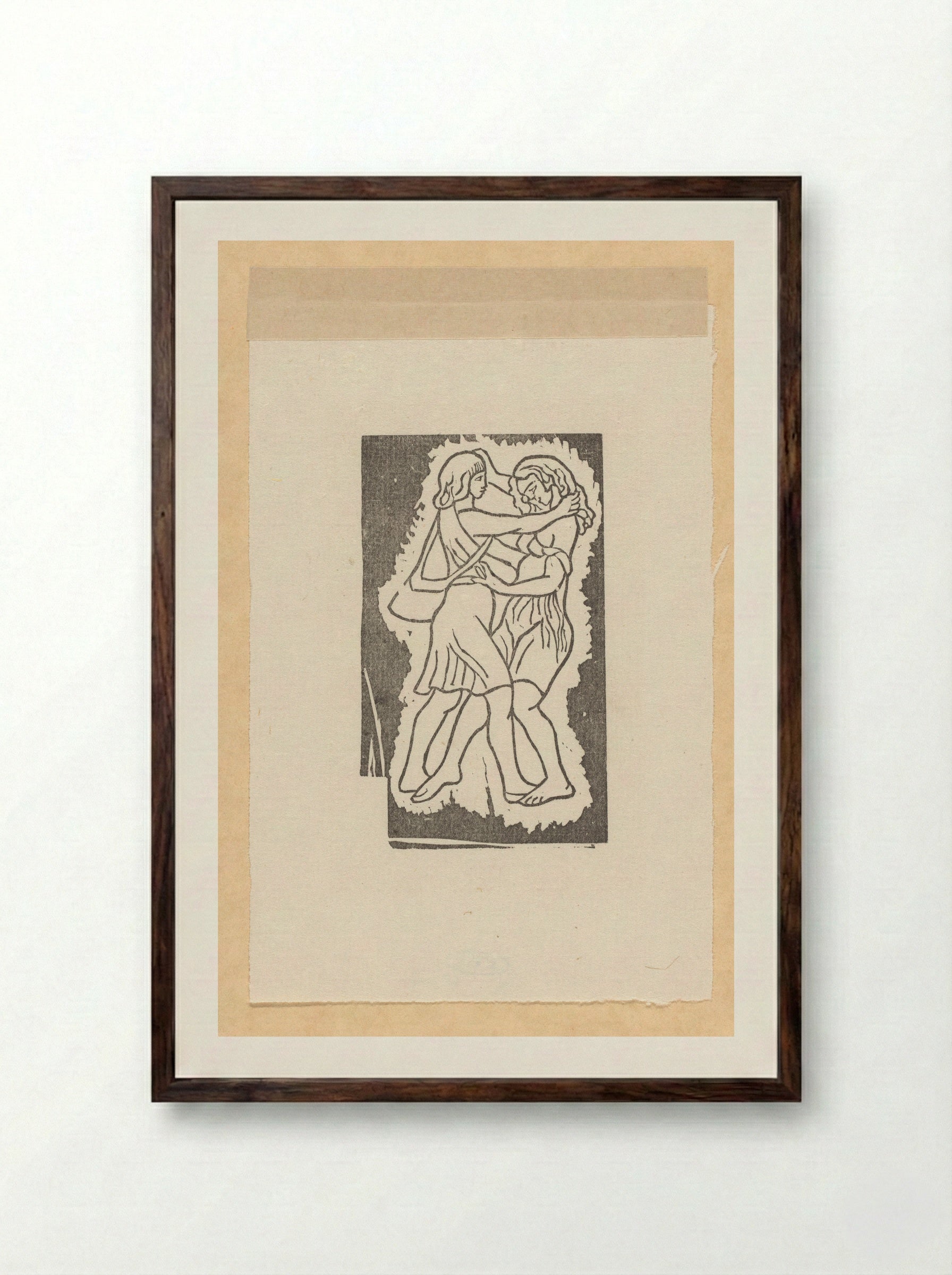 Daphnis and Chloe Running Towards Each Other - Aristide Maillol - Framed Print Dark Wood