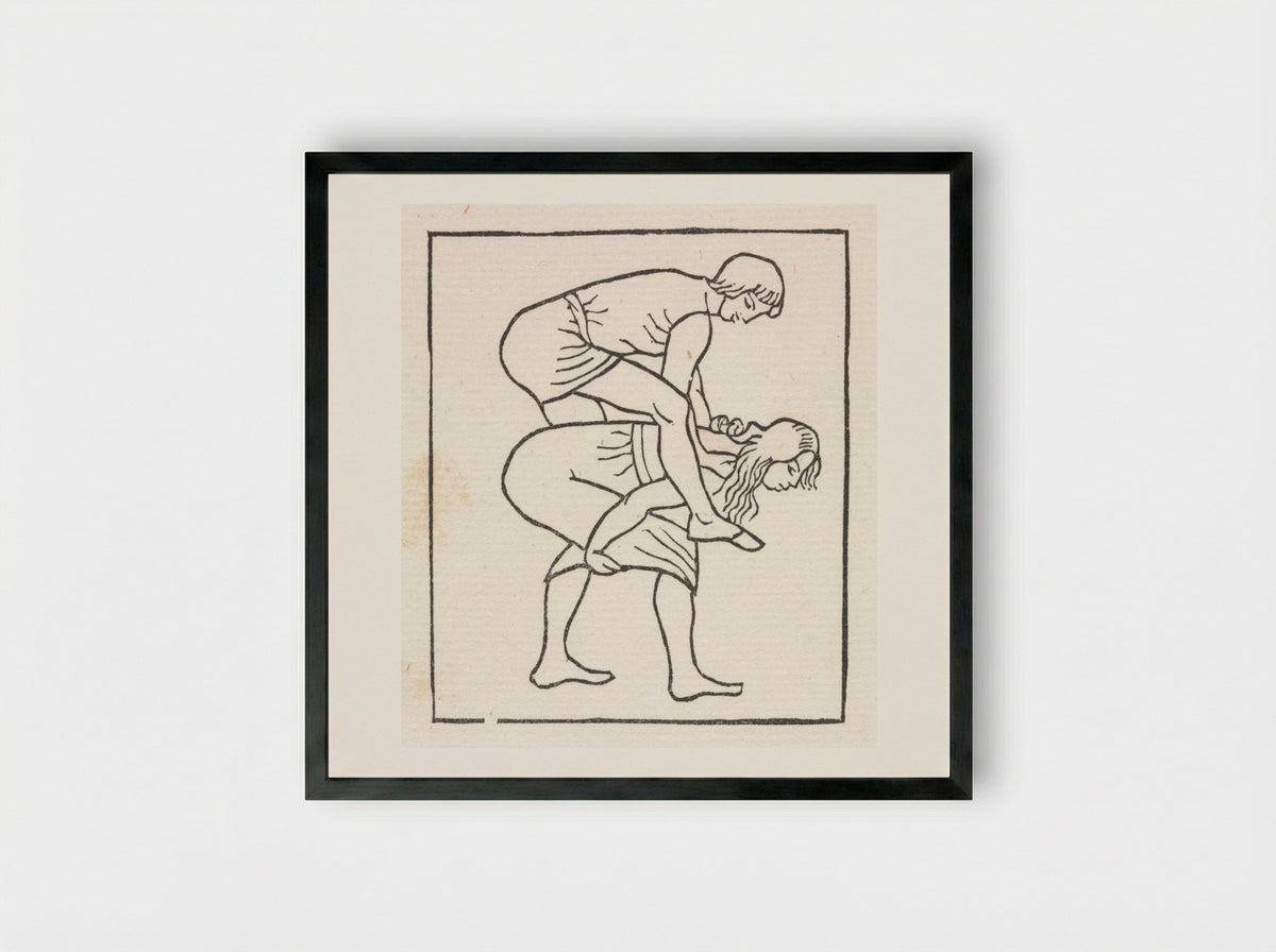 Daphnis and Chloe: Daphnis Puts the Apple into Chloe's Bosom - Aristide Maillol - Framed Print Black