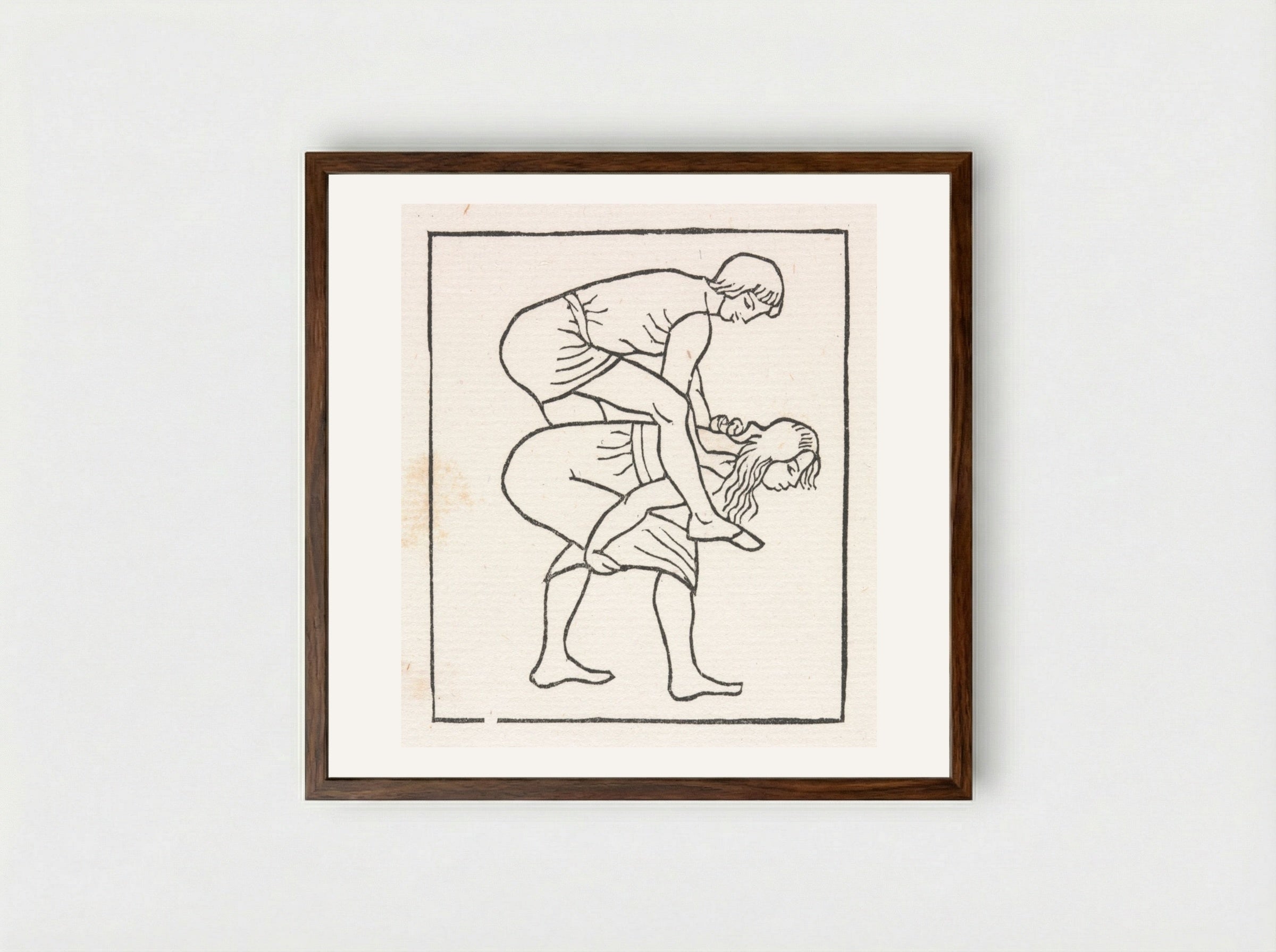 Daphnis and Chloe: Daphnis Puts the Apple into Chloe's Bosom - Aristide Maillol - Framed Print Dark Wood