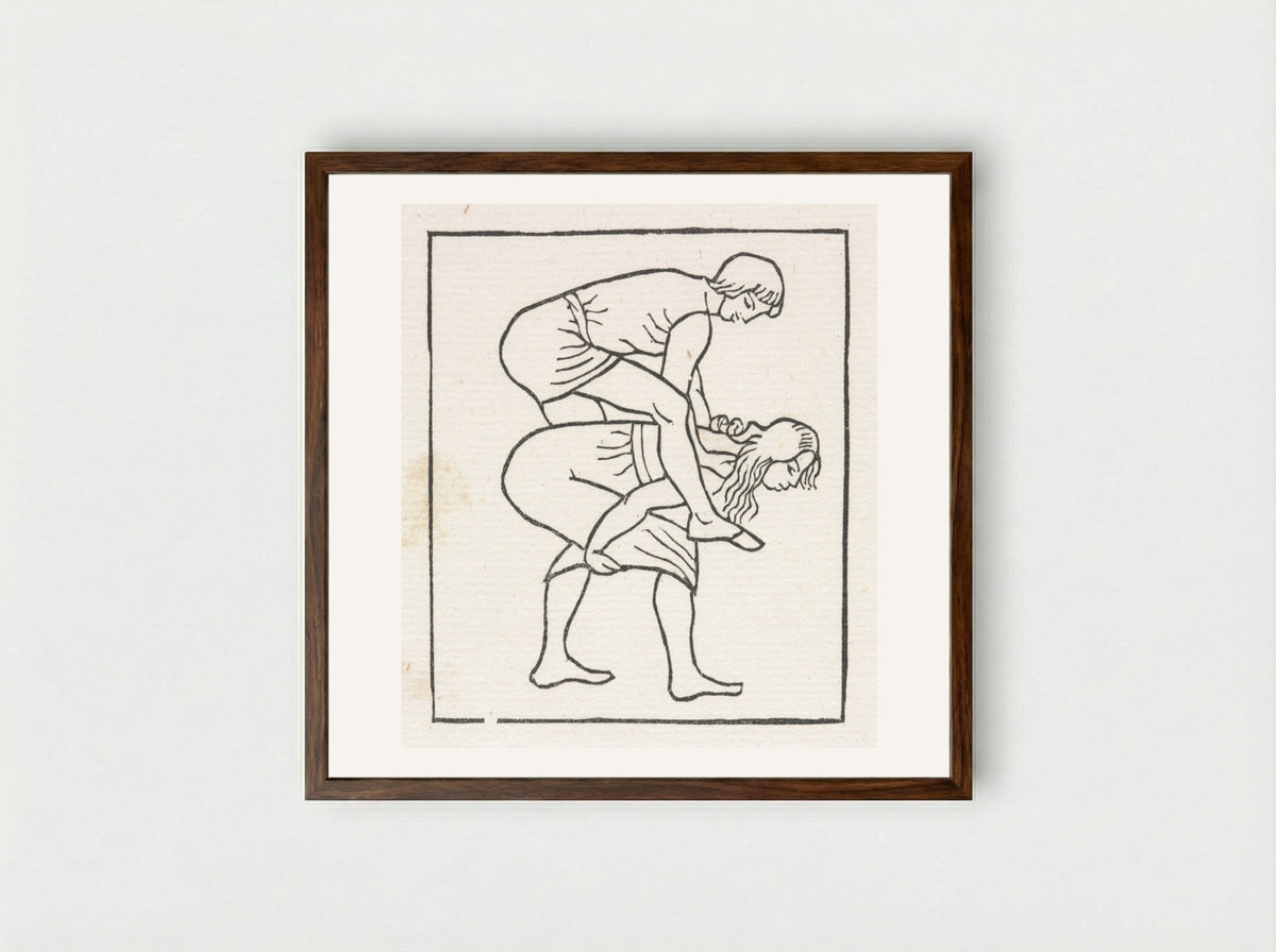 Daphnis and Chloe: Daphnis Puts the Apple into Chloe's Bosom - Aristide Maillol - Framed Print Dark Wood