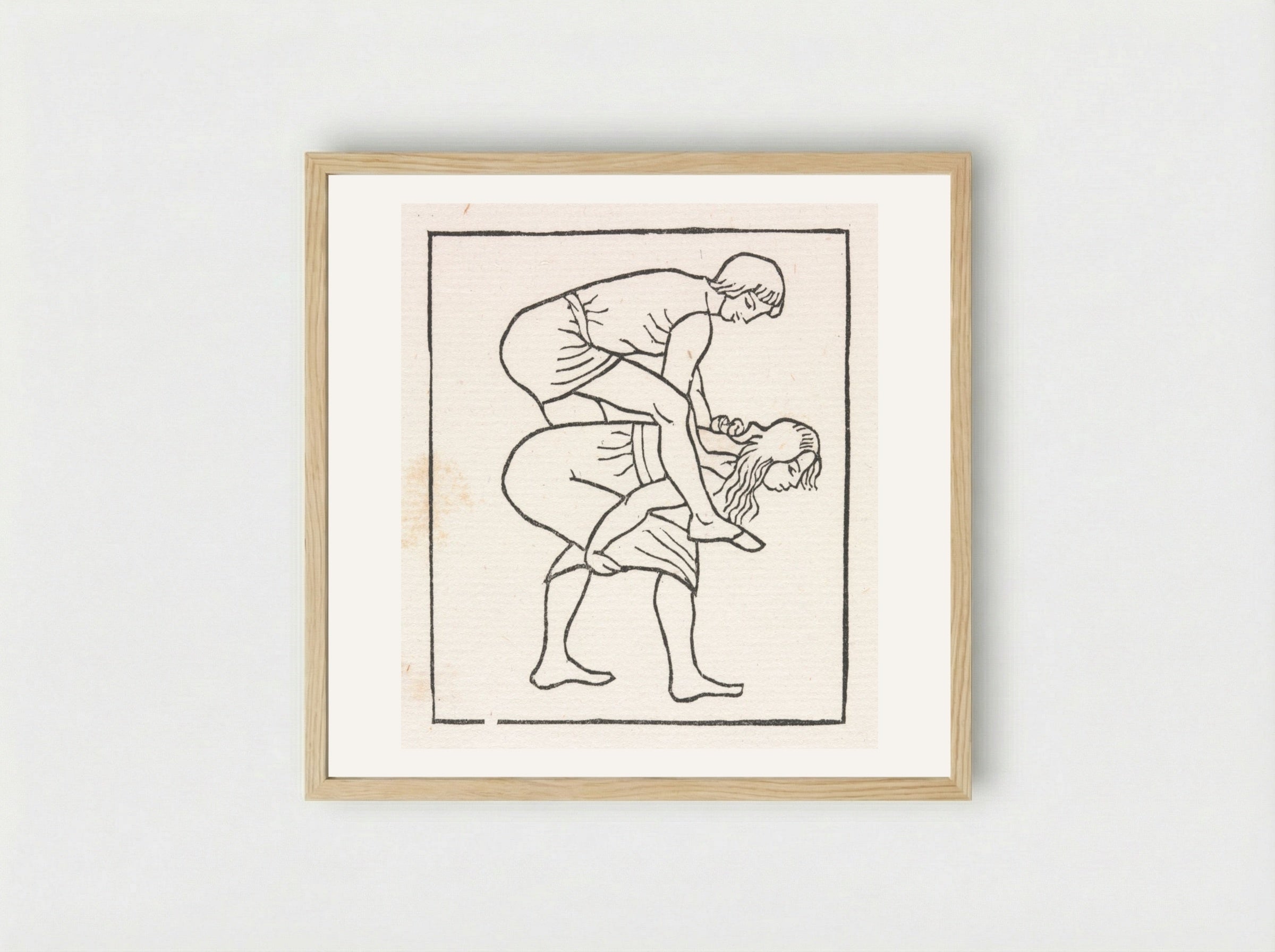 Daphnis and Chloe: Daphnis Puts the Apple into Chloe's Bosom - Aristide Maillol - Framed Print Wood