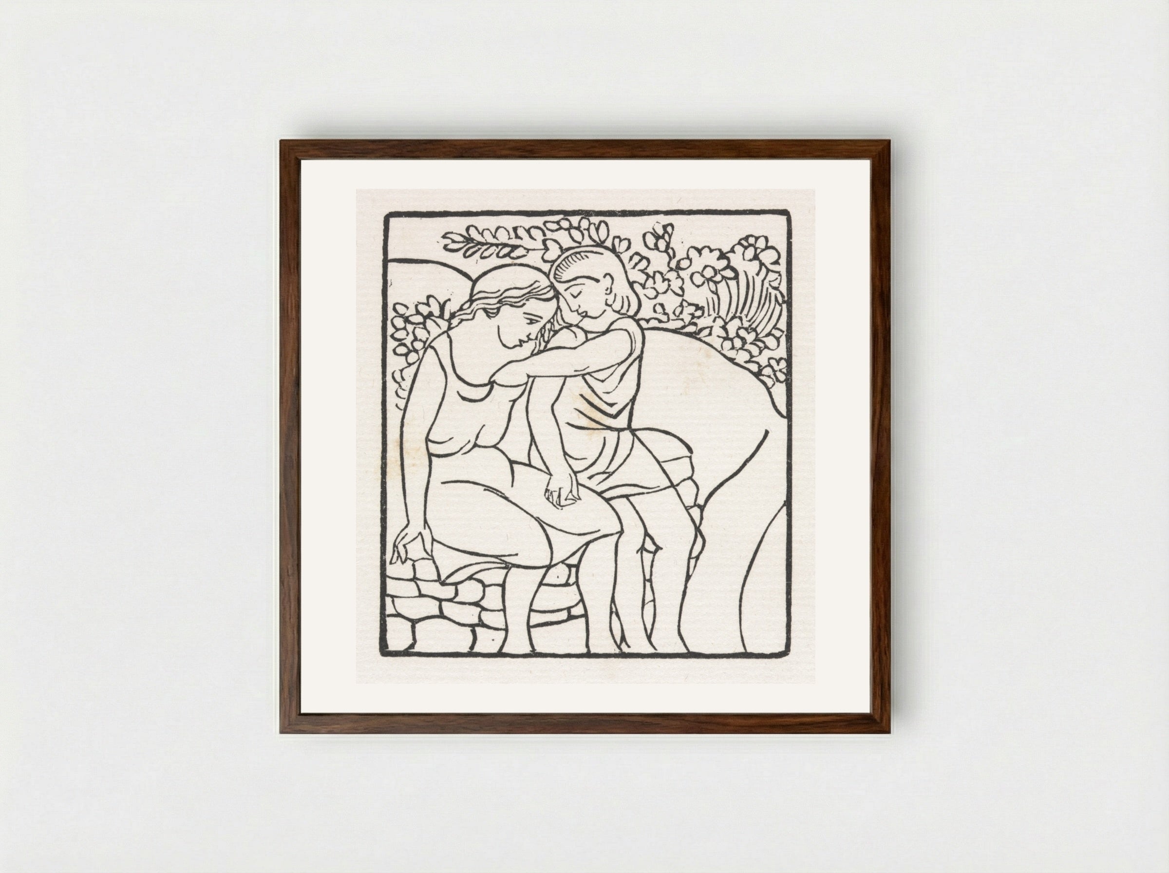 Daphnis and Chloe: Daphnis and Chloe at Play - Aristide Maillol - Framed Print Dark Wood