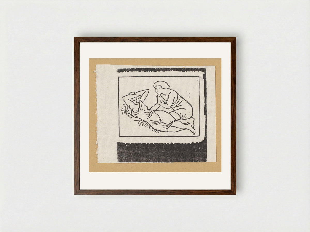 Daphnis and Chloe - Aristide Maillol - Framed Print Dark Wood