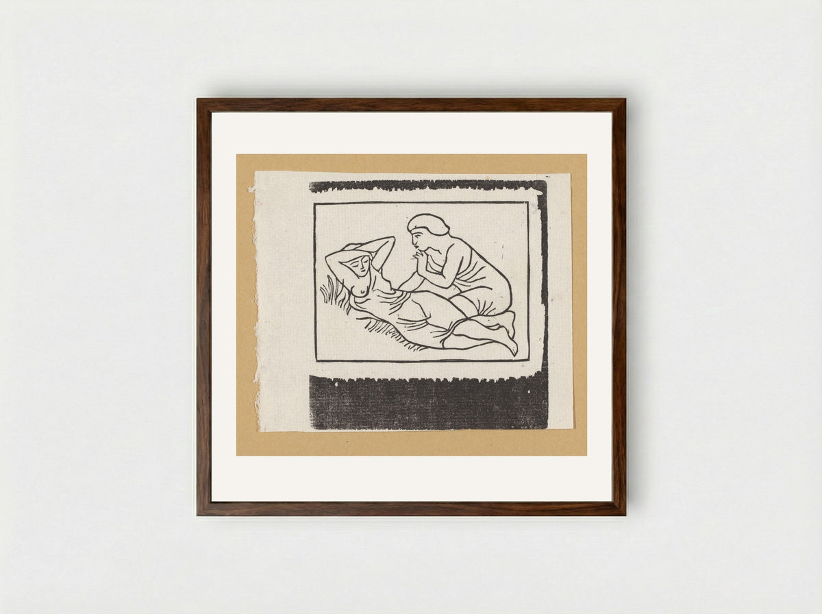 Daphnis and Chloe - Aristide Maillol - Framed Print Dark Wood