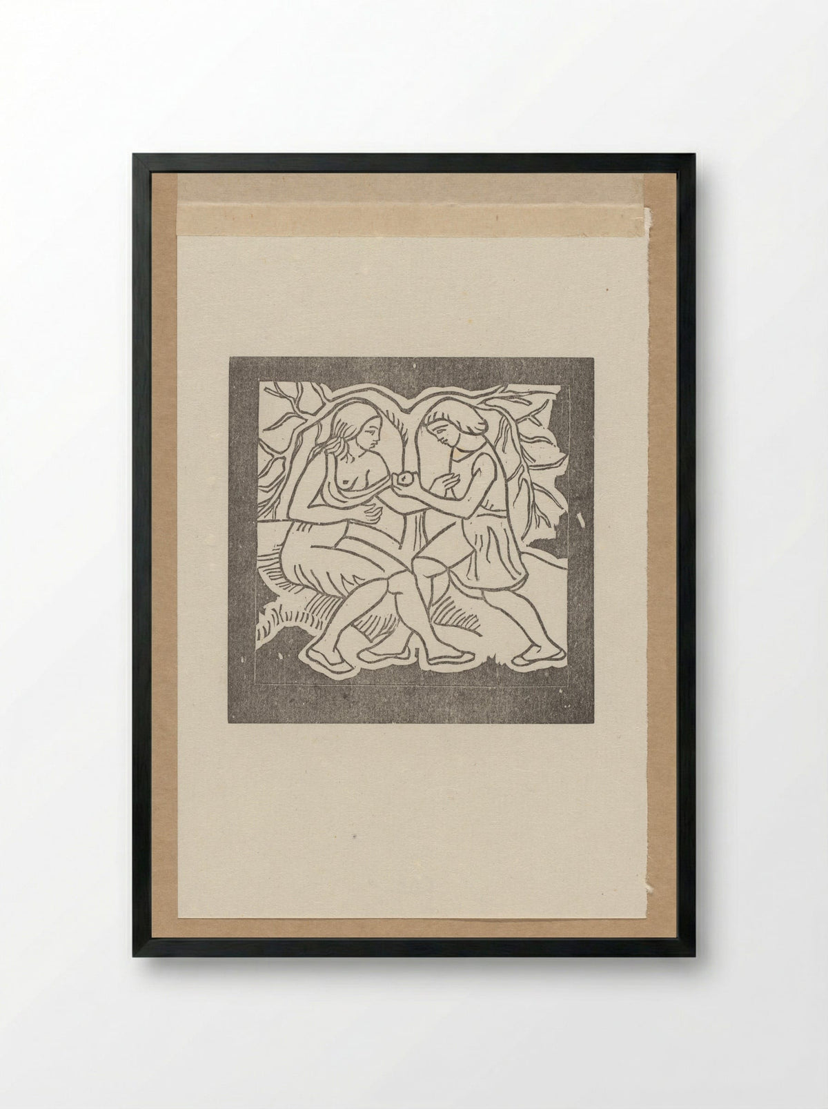 Daphnis gives Chloe an apple - Aristide Maillol - Framed Print Black