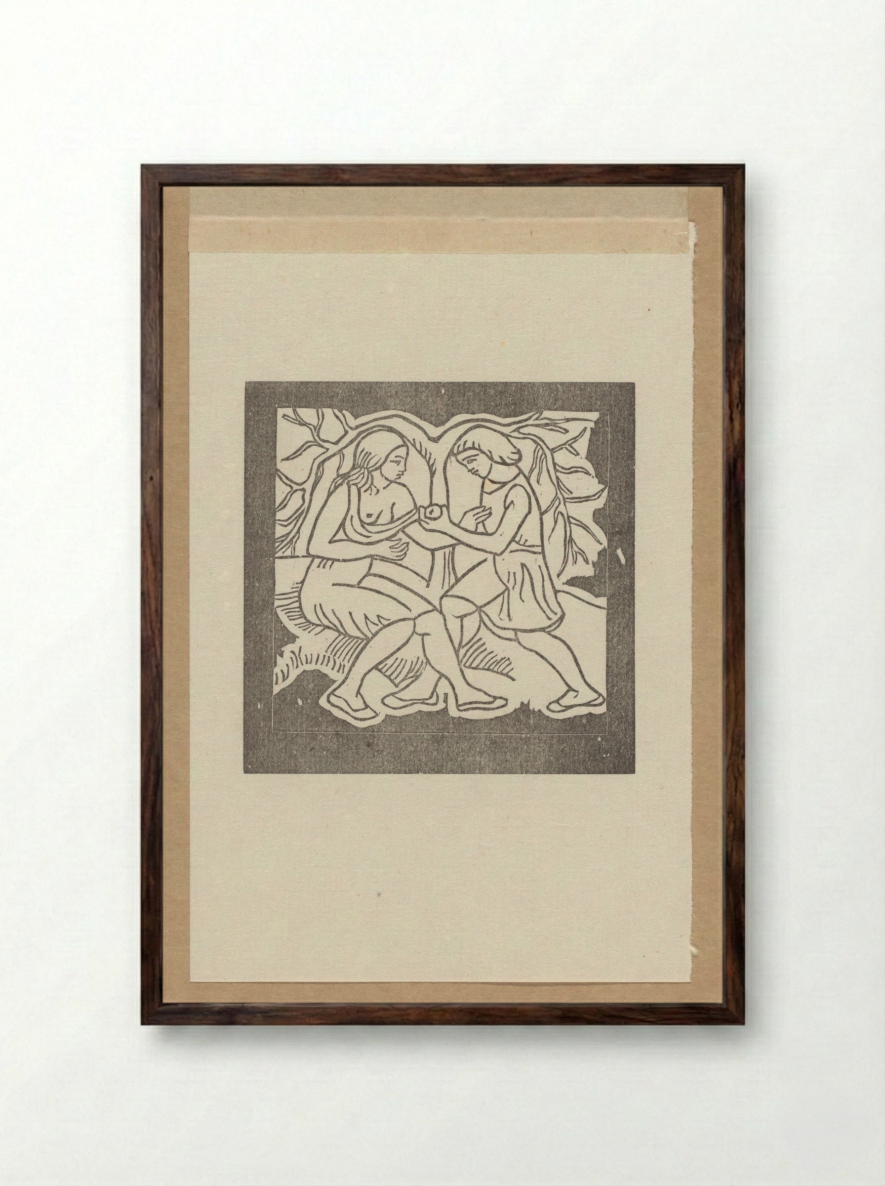 Daphnis gives Chloe an apple - Aristide Maillol - Framed Print Dark Wood