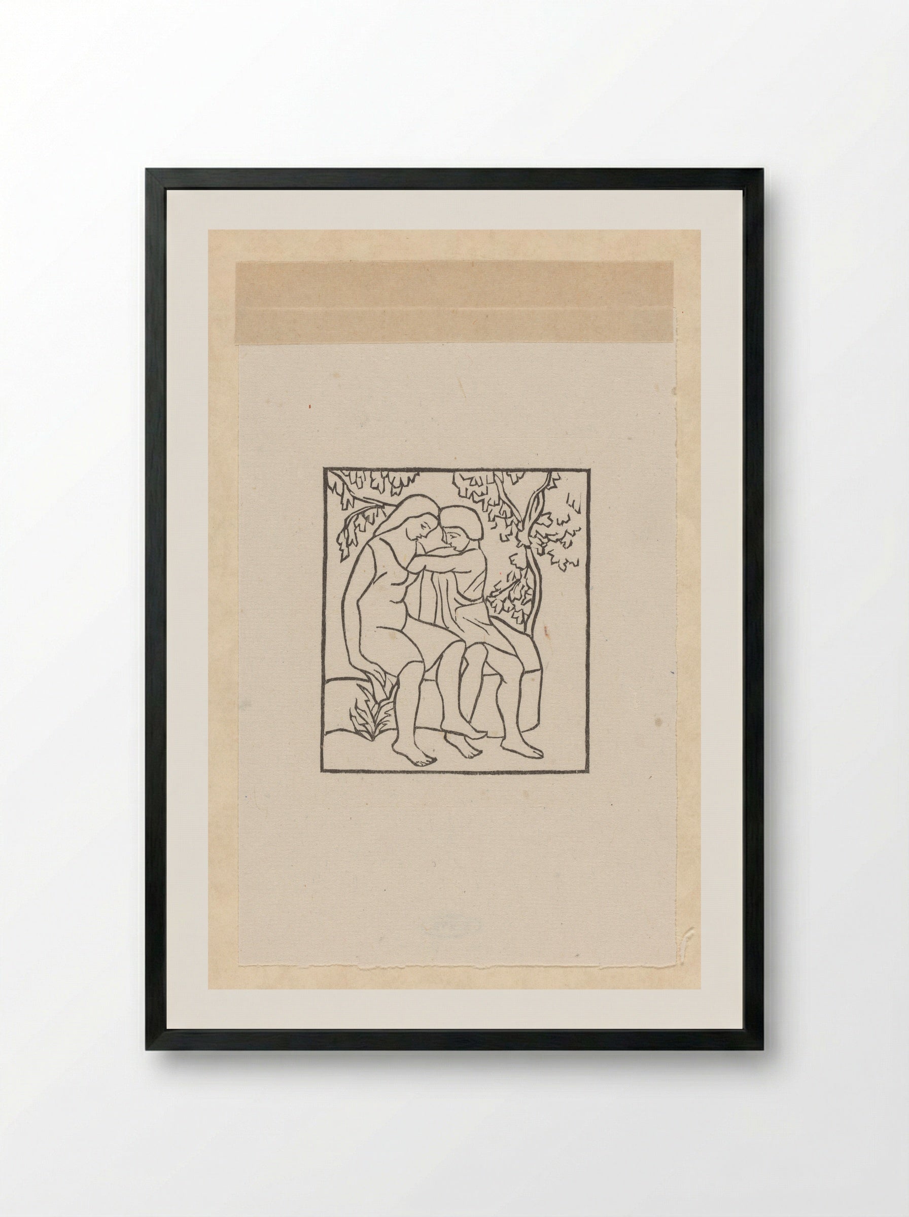 Daphnis haalt een cicade uit de jurk van Chloë - Aristide Maillol - Framed Print Black